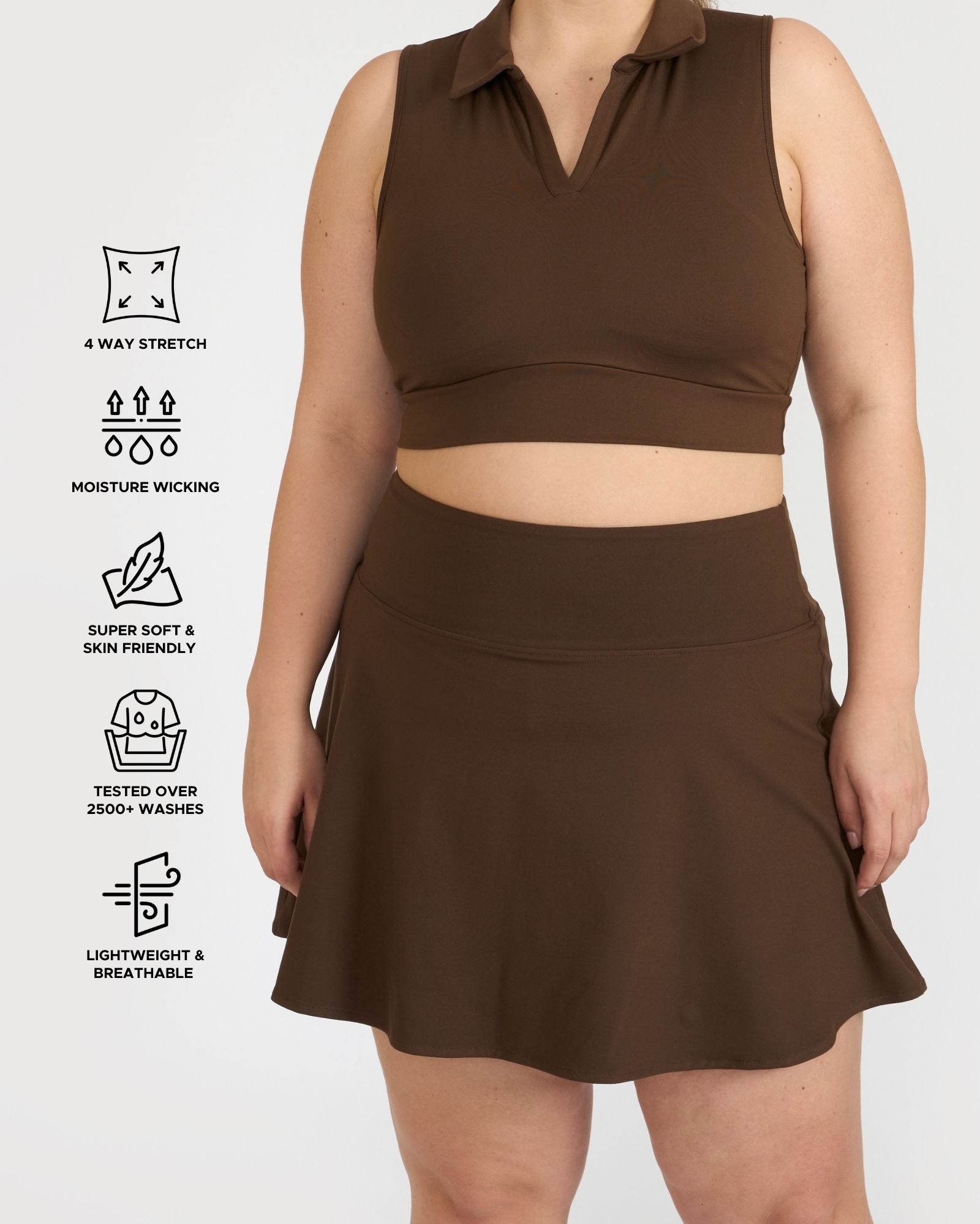 Zen Cheerful Skort and Polo-Neck 2-in-1 Crop Top Co-ord Set