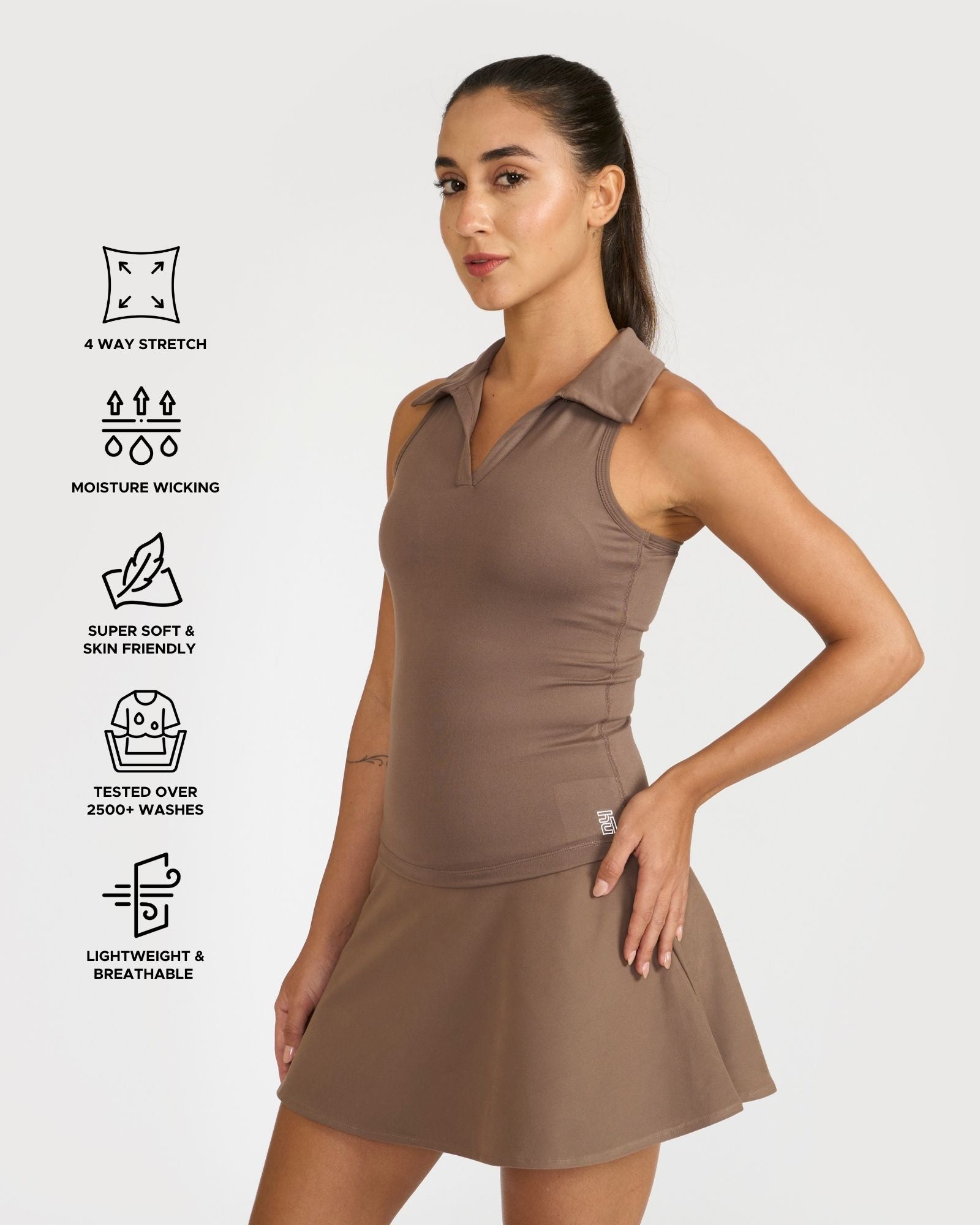 Zen Polo Neck Top with In-built sports bra & Cheerful Skorts Co-Ord Set