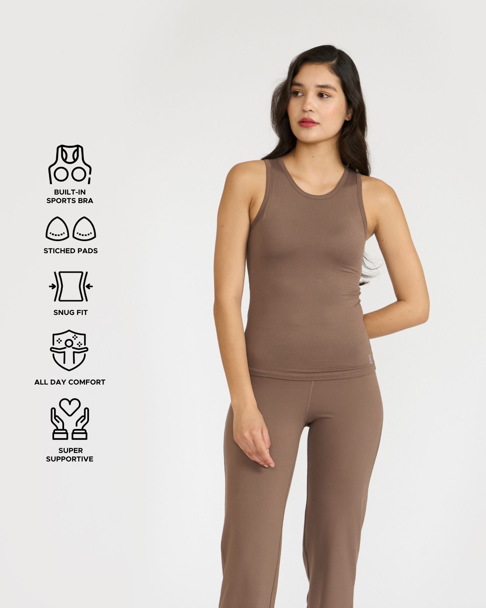 Zen tank top with in-built sports bra