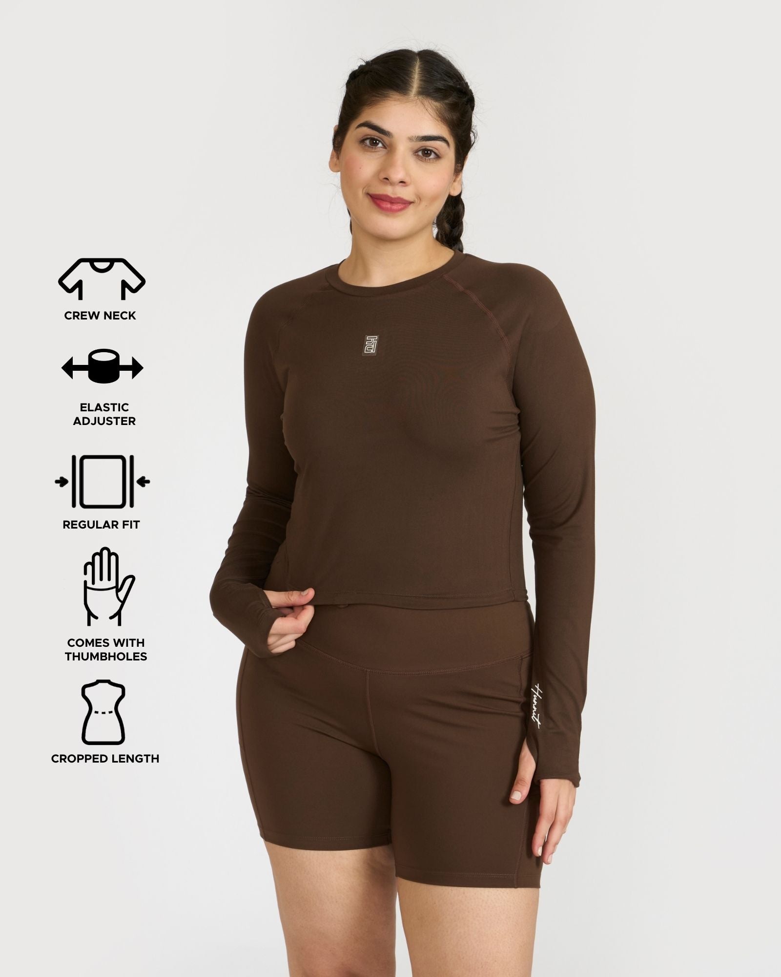 Zen Cycling Shorts & Full Sleeve Crop top Co-ord set