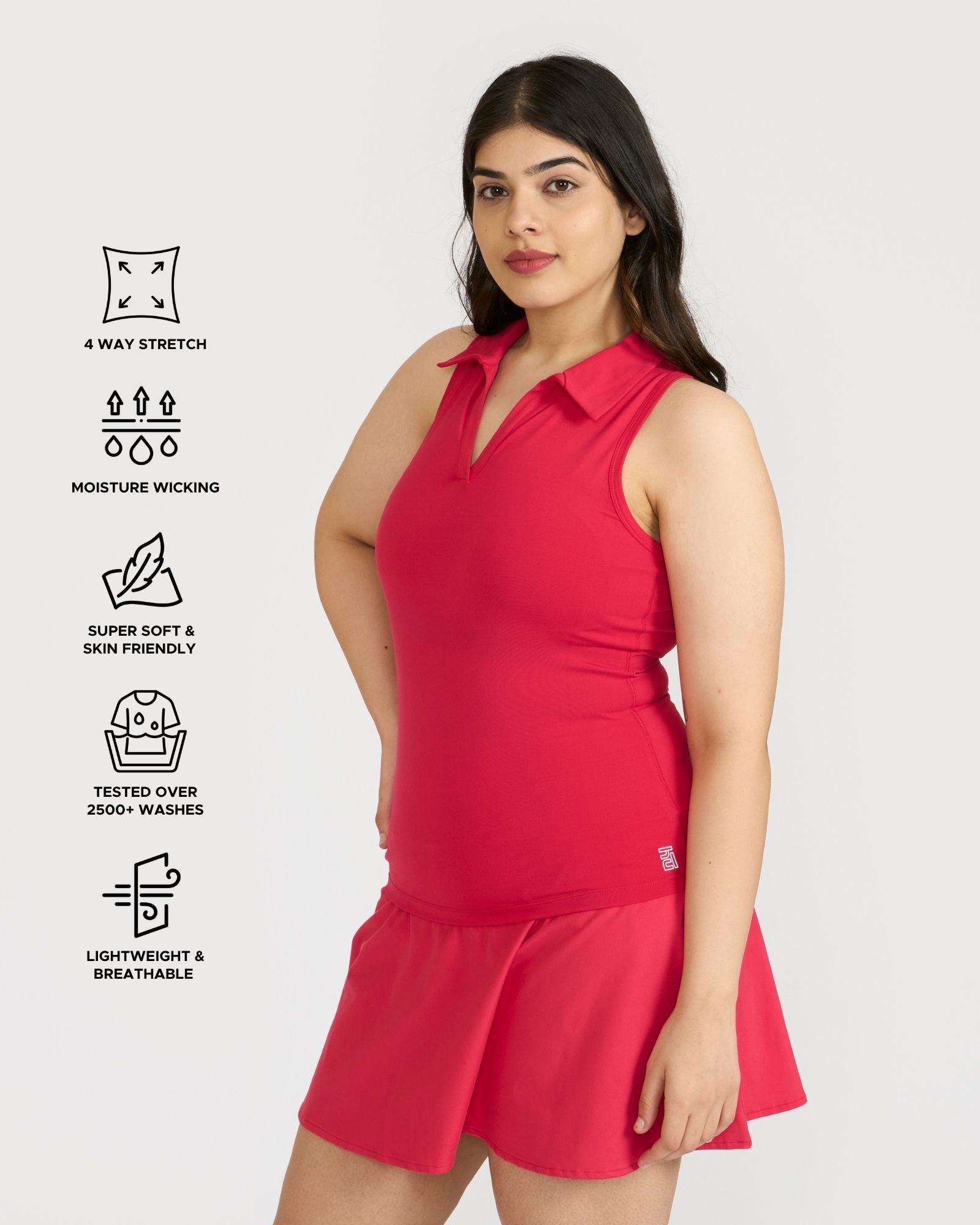 Zen Polo Neck Top with In-built sports bra & Cheerful Skorts Co-Ord Set