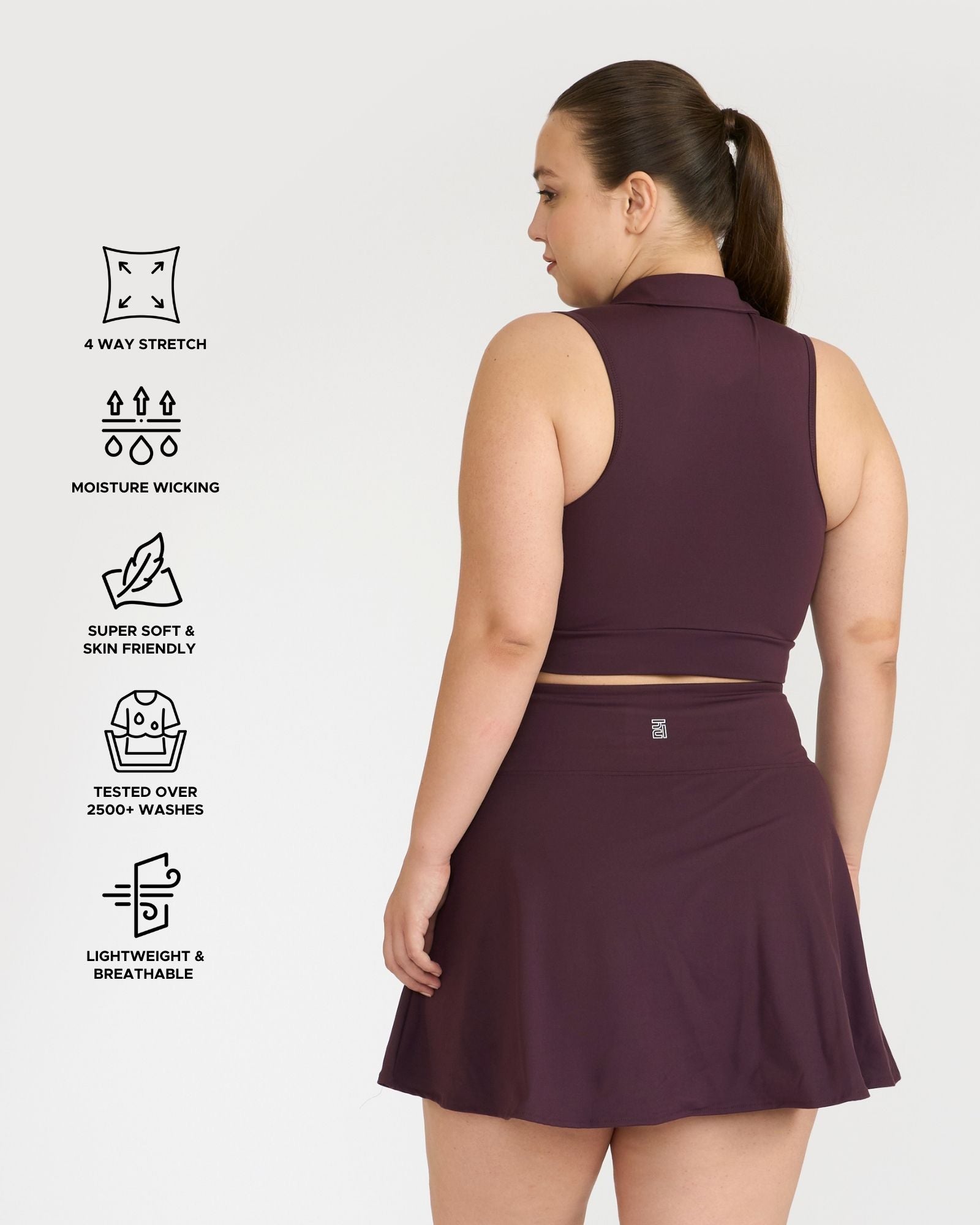 Zen Cheerful Skort and Polo-Neck 2-in-1 Crop Top Co-ord Set