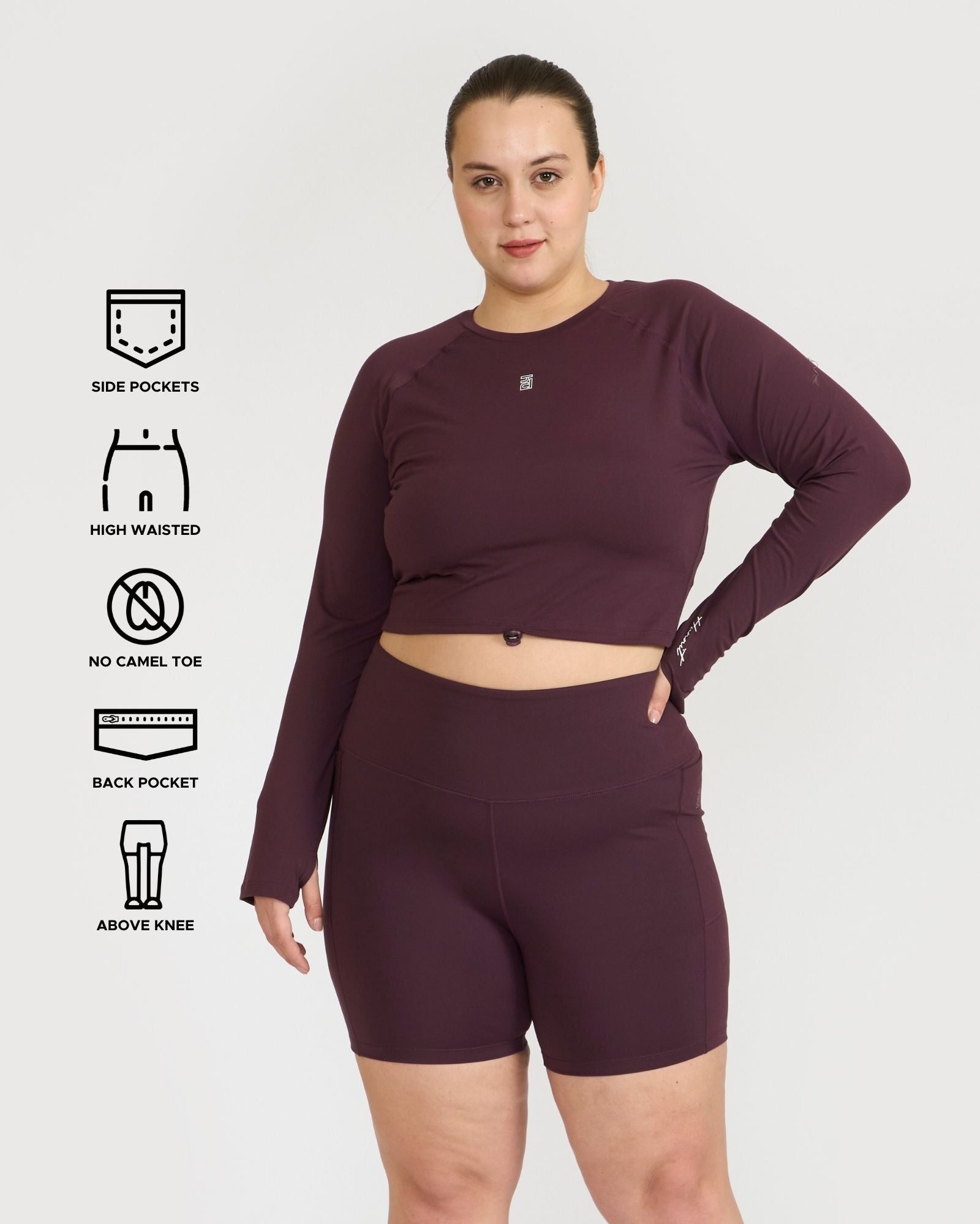 Zen Cycling Shorts & Full Sleeve Crop top Co-ord set