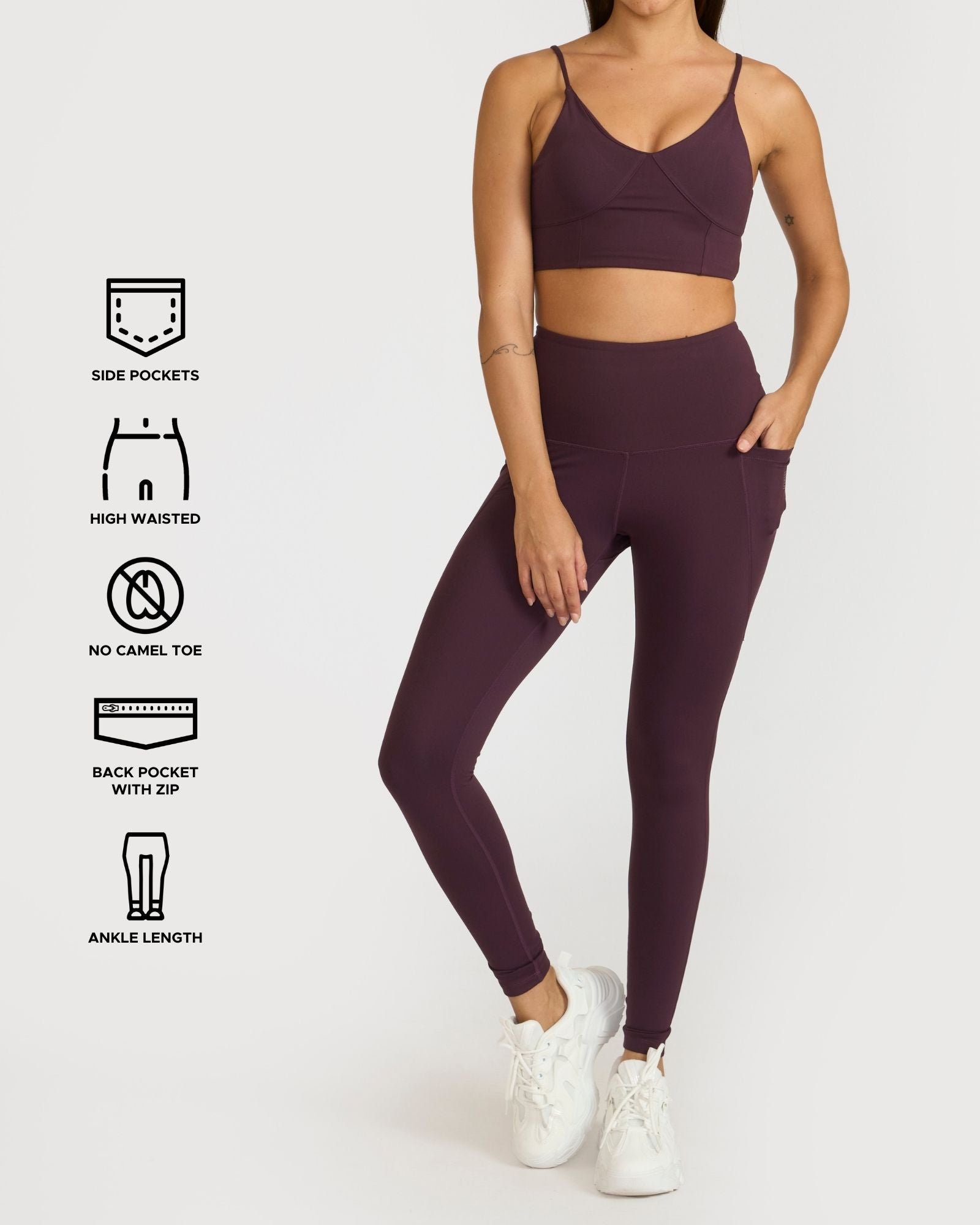Zen Ankle Length Leggings and Padded V Neck Sports Bra Co-ord Set