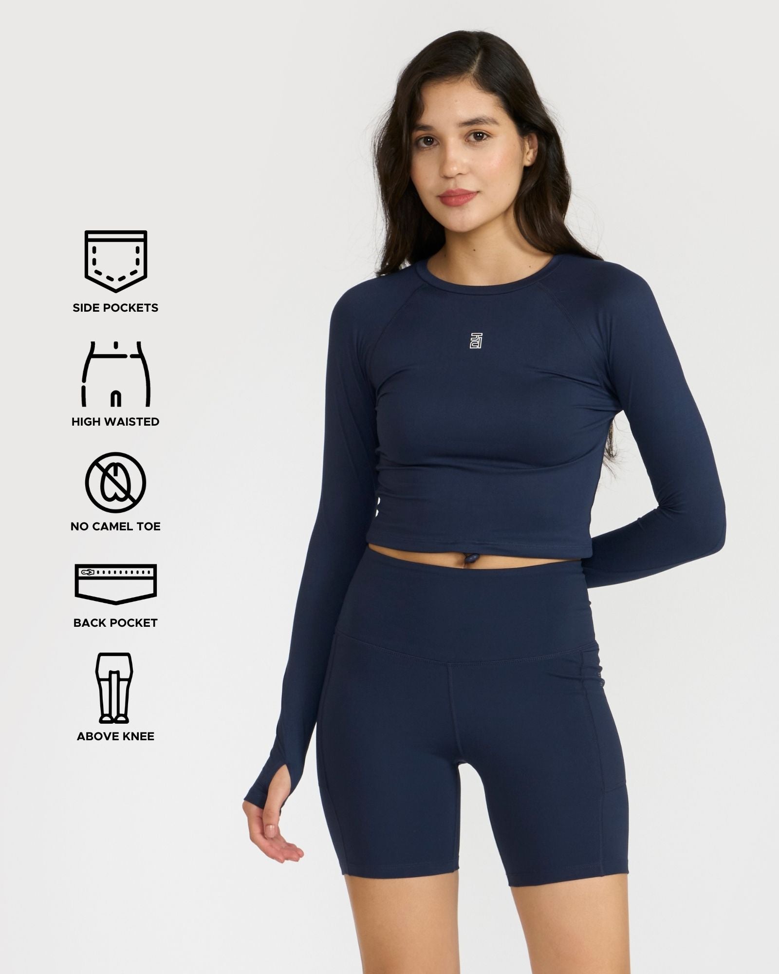 Zen Cycling Shorts & Full Sleeve Crop top Co-ord set