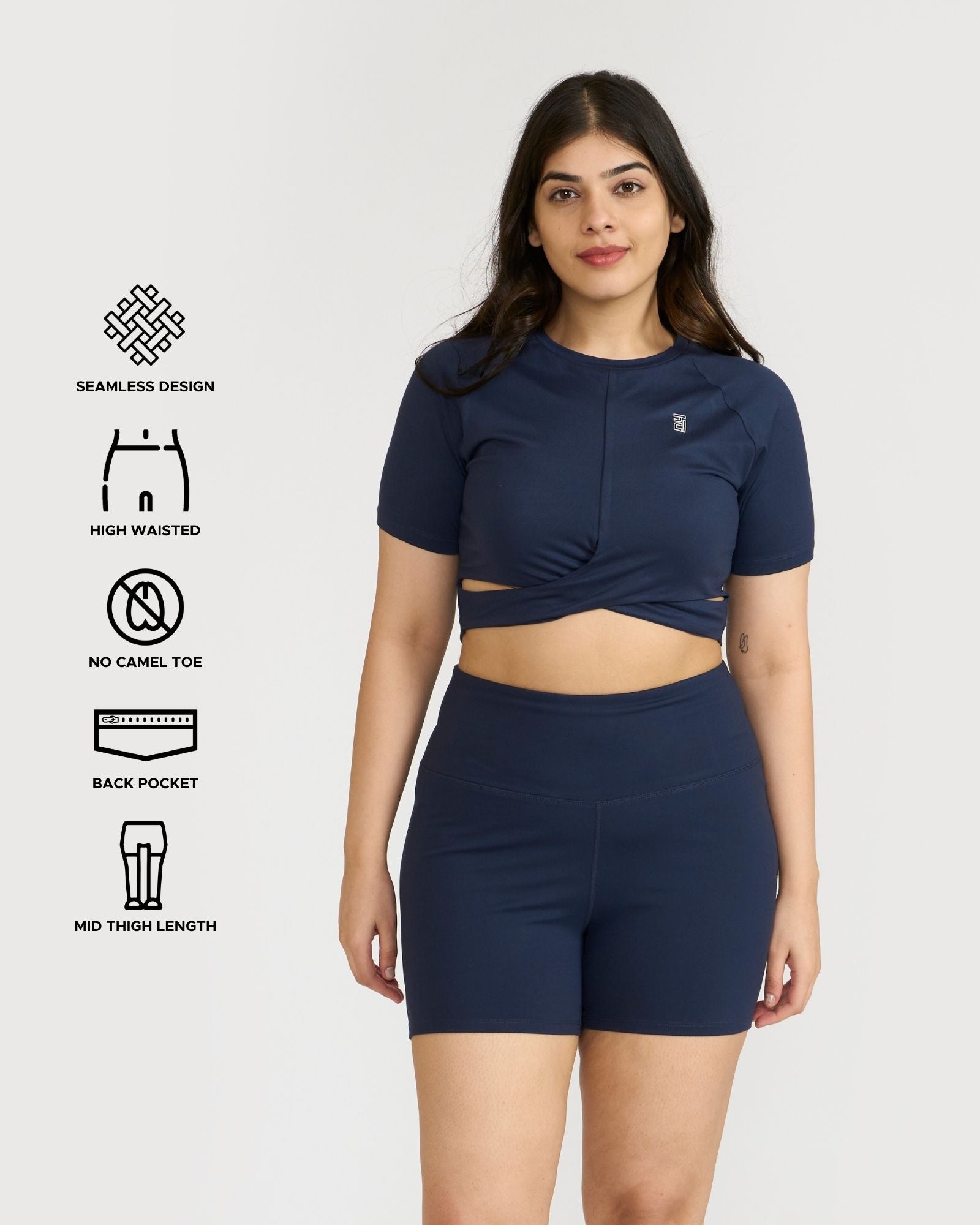 Zen Shorts & Front Wrap crop top Co-ord Set