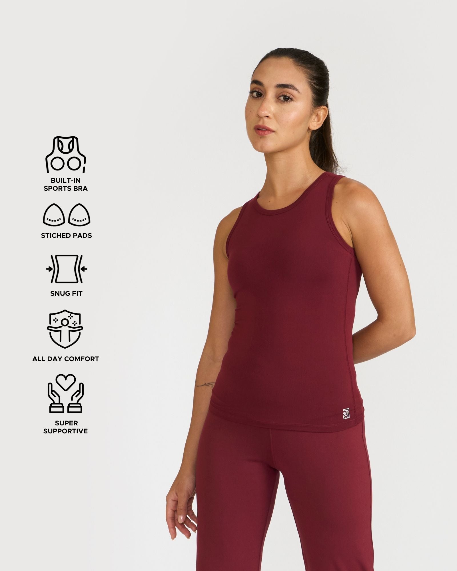 Zen tank top with in-built sports bra