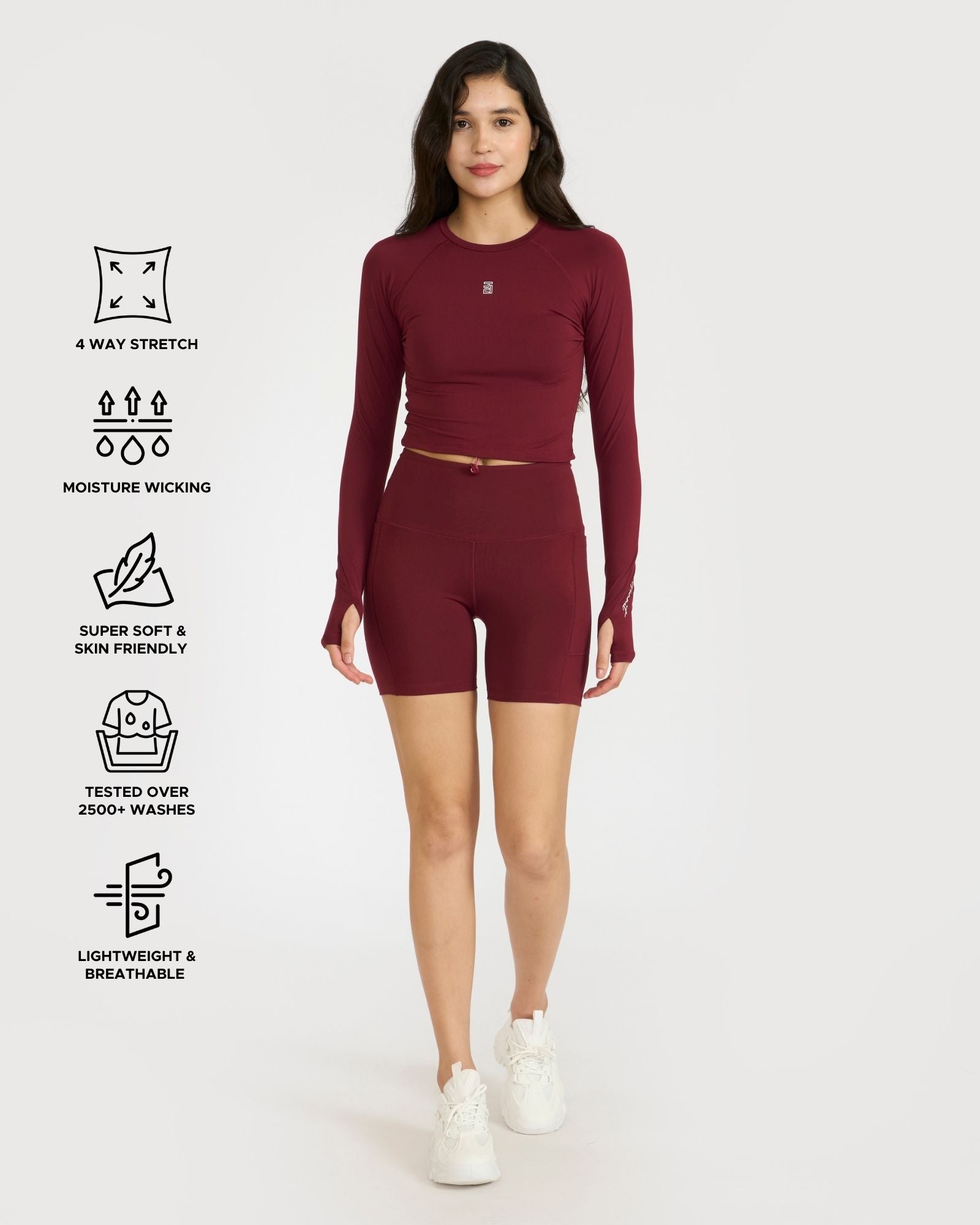 Zen Cycling Shorts & Full Sleeve Crop top Co-ord set
