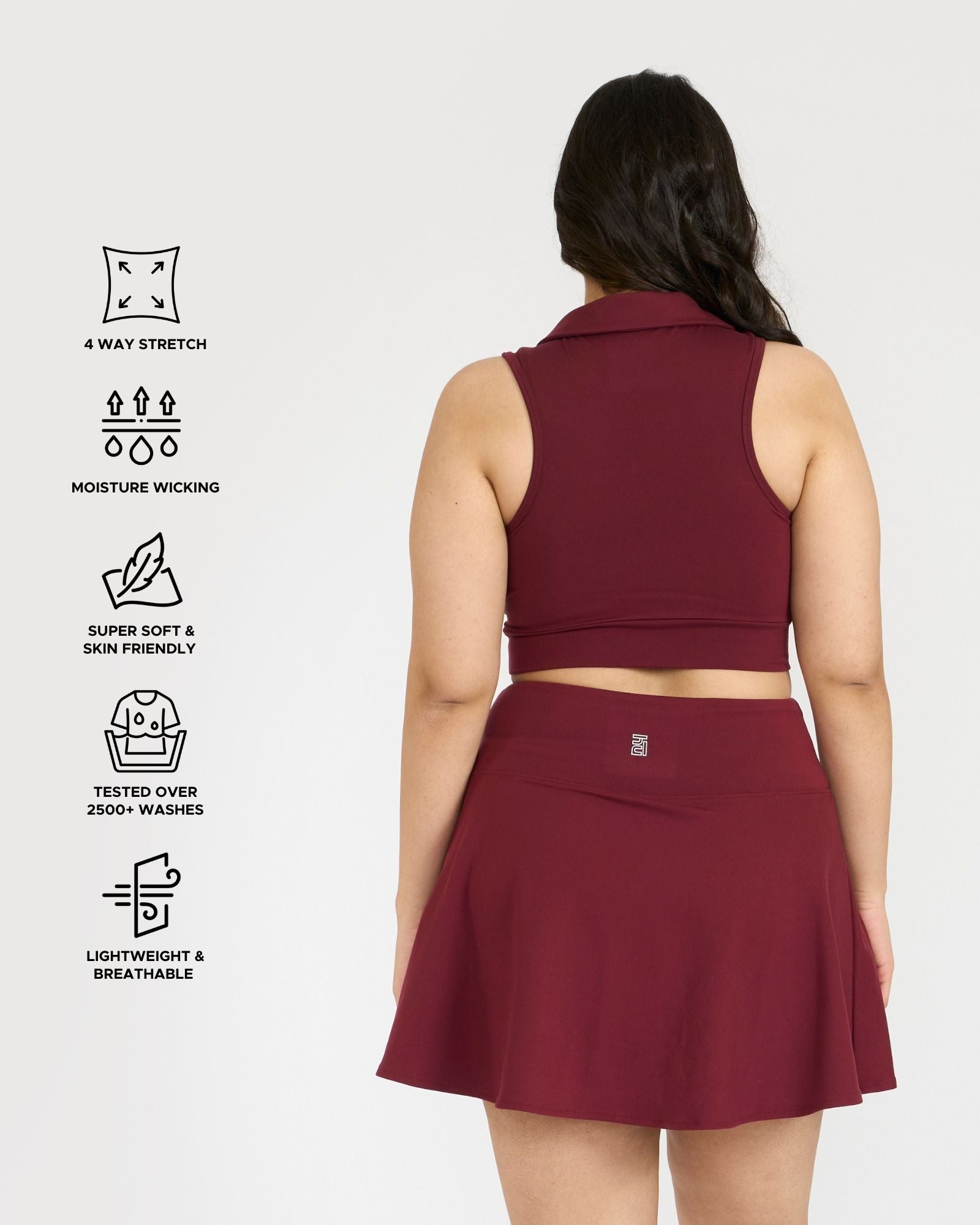 Zen Cheerful Skort and Polo-Neck 2-in-1 Crop Top Co-ord Set