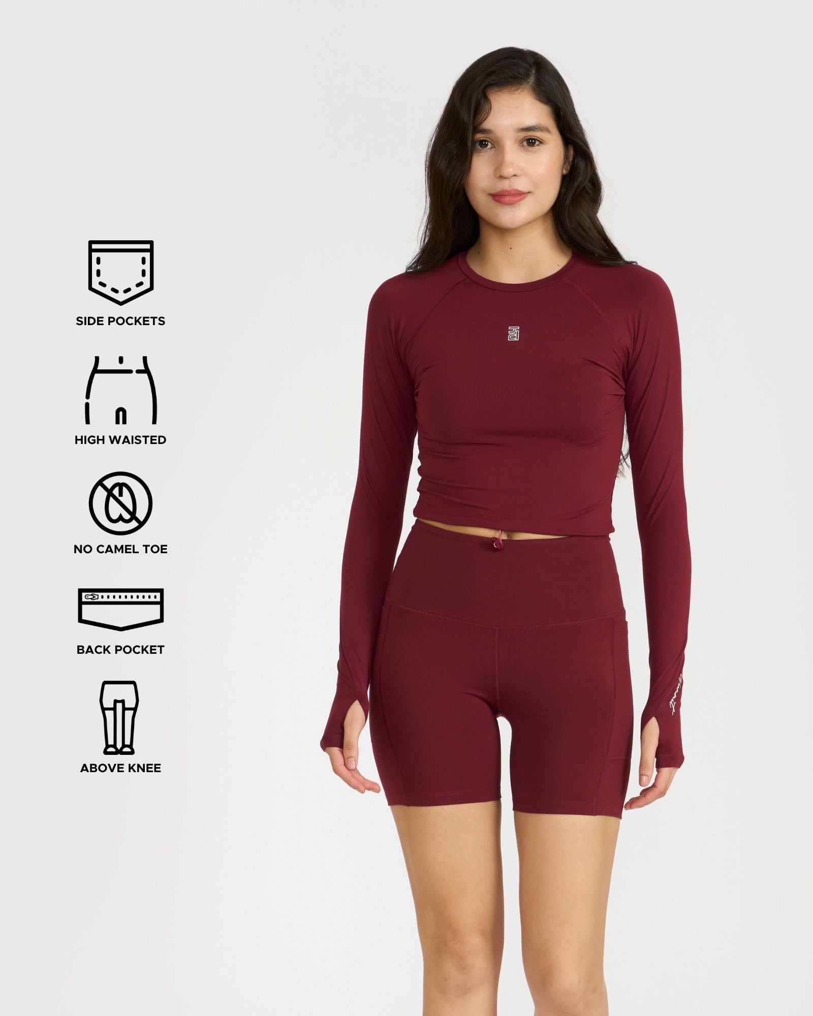 Zen Cycling Shorts & Full Sleeve Crop top Co-ord set