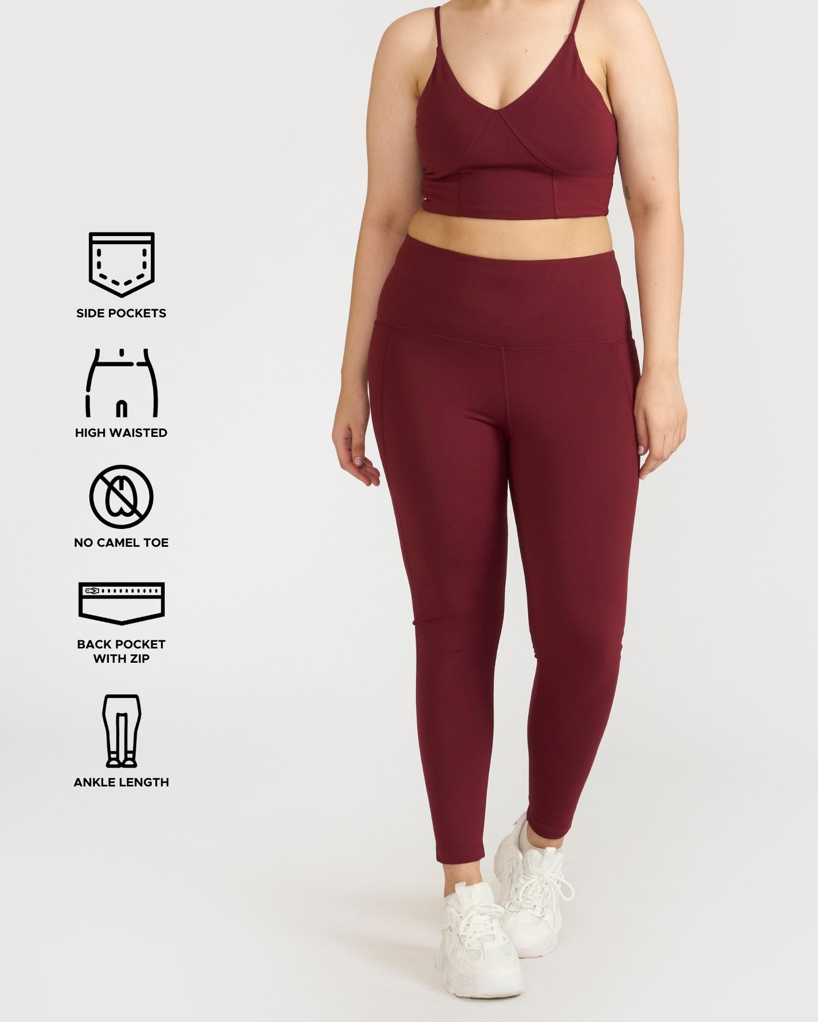 Zen Ankle Length Leggings and Padded V Neck Sports Bra Co-ord Set