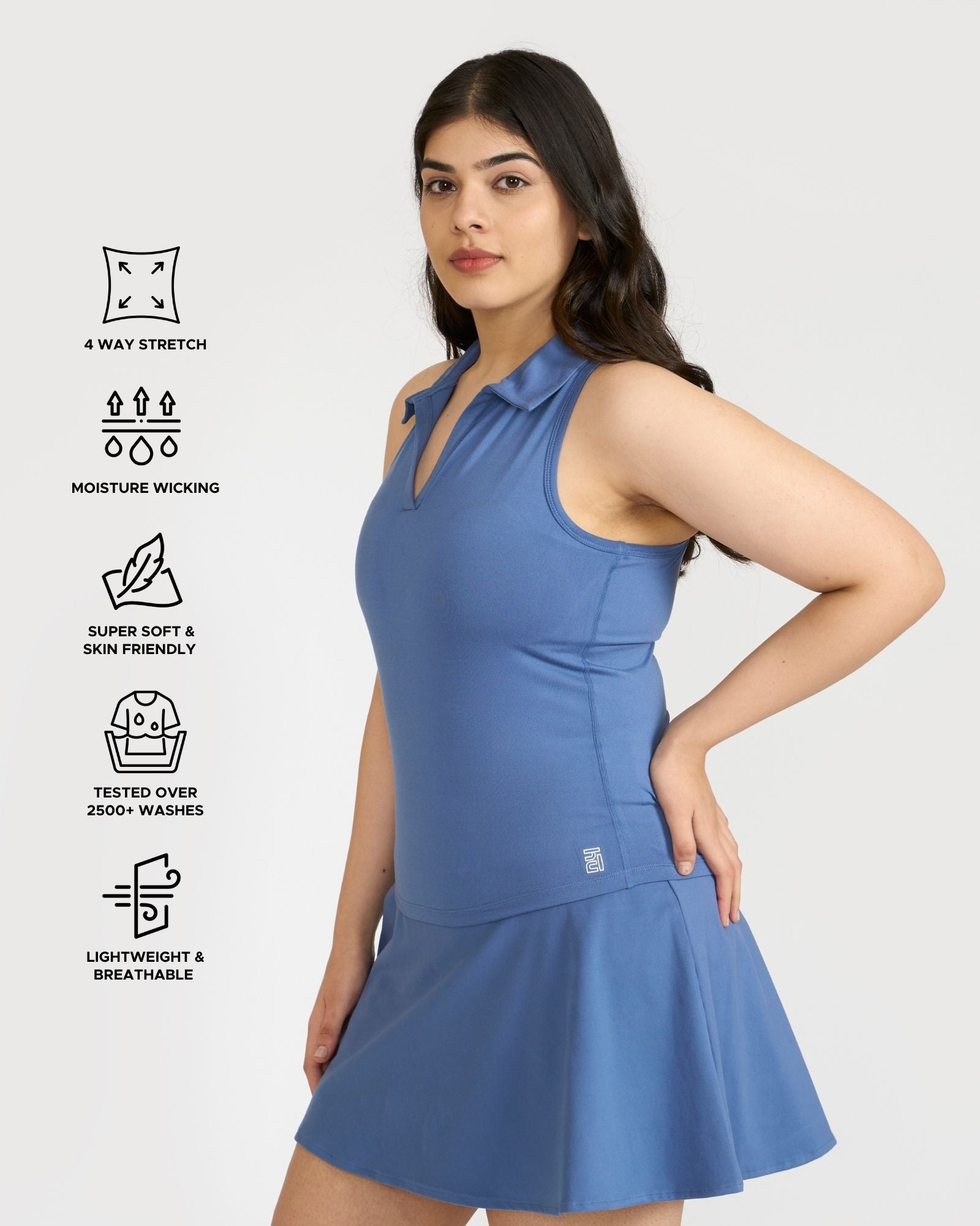 Zen Polo Neck Top with In-built sports bra & Cheerful Skorts Co-Ord Set