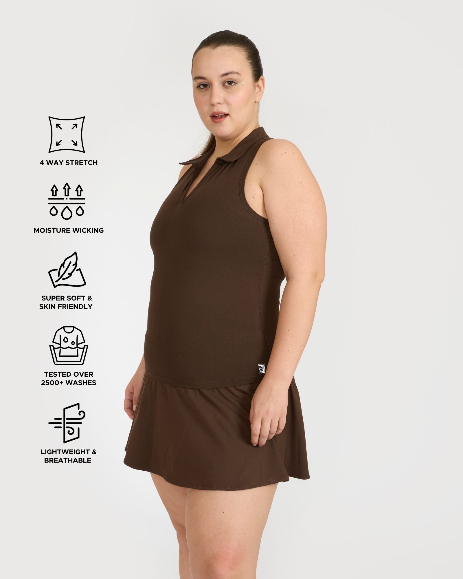 Zen Polo Neck Top with In-built sports bra & Cheerful Skorts Co-Ord Set