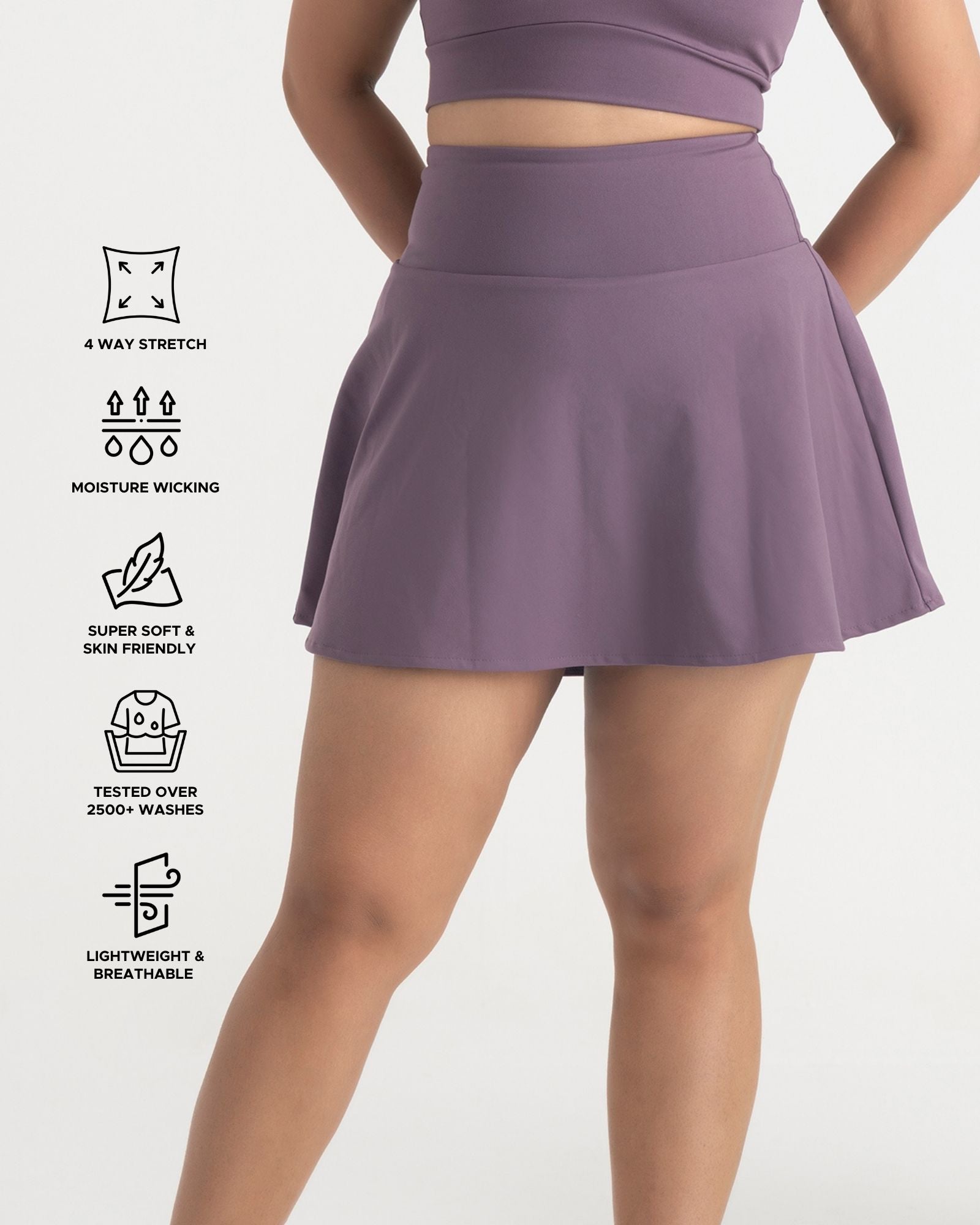 Zen Cheerful Skort and Polo-Neck 2-in-1 Crop Top Co-ord Set
