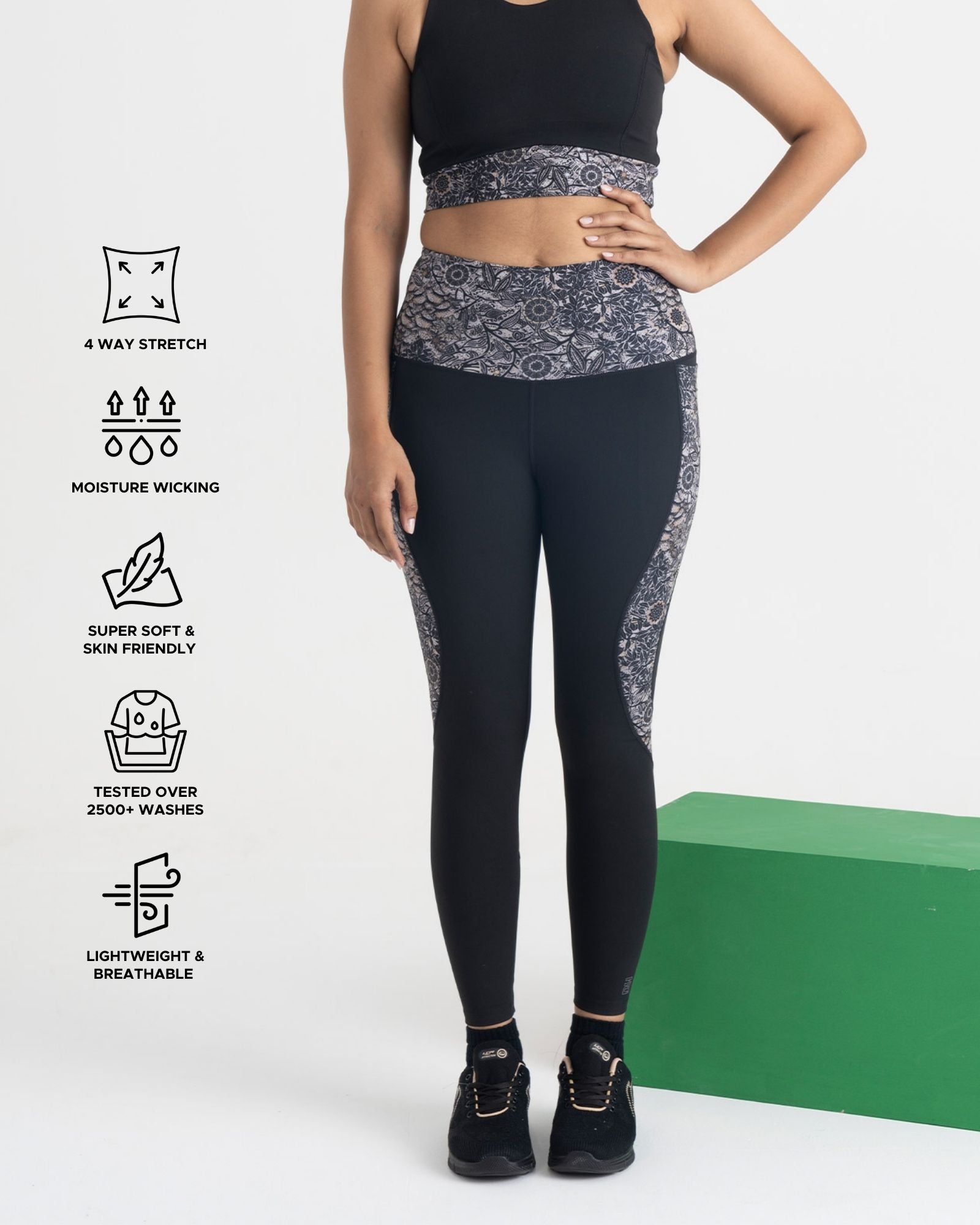 Majestic Flora 7/8 Leggings and 2-in-1 Crop Top Co-ord Set