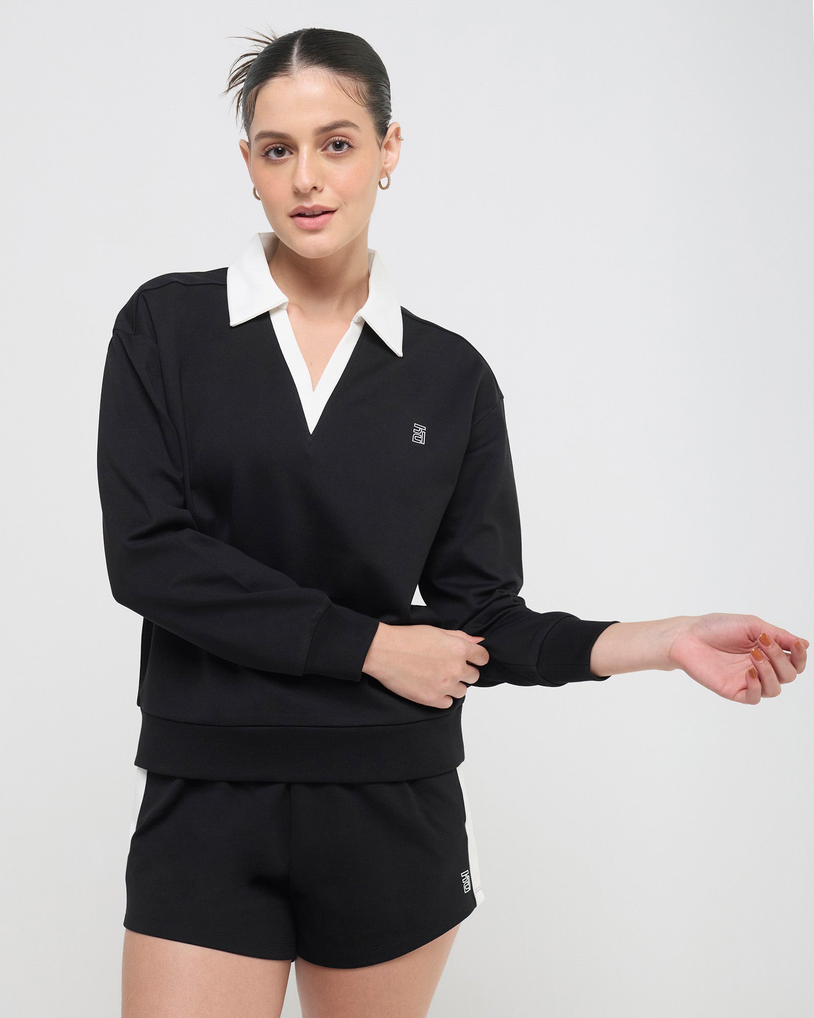 Vintage Polo Neck Sweatshirt and Shorts Co-ord Set