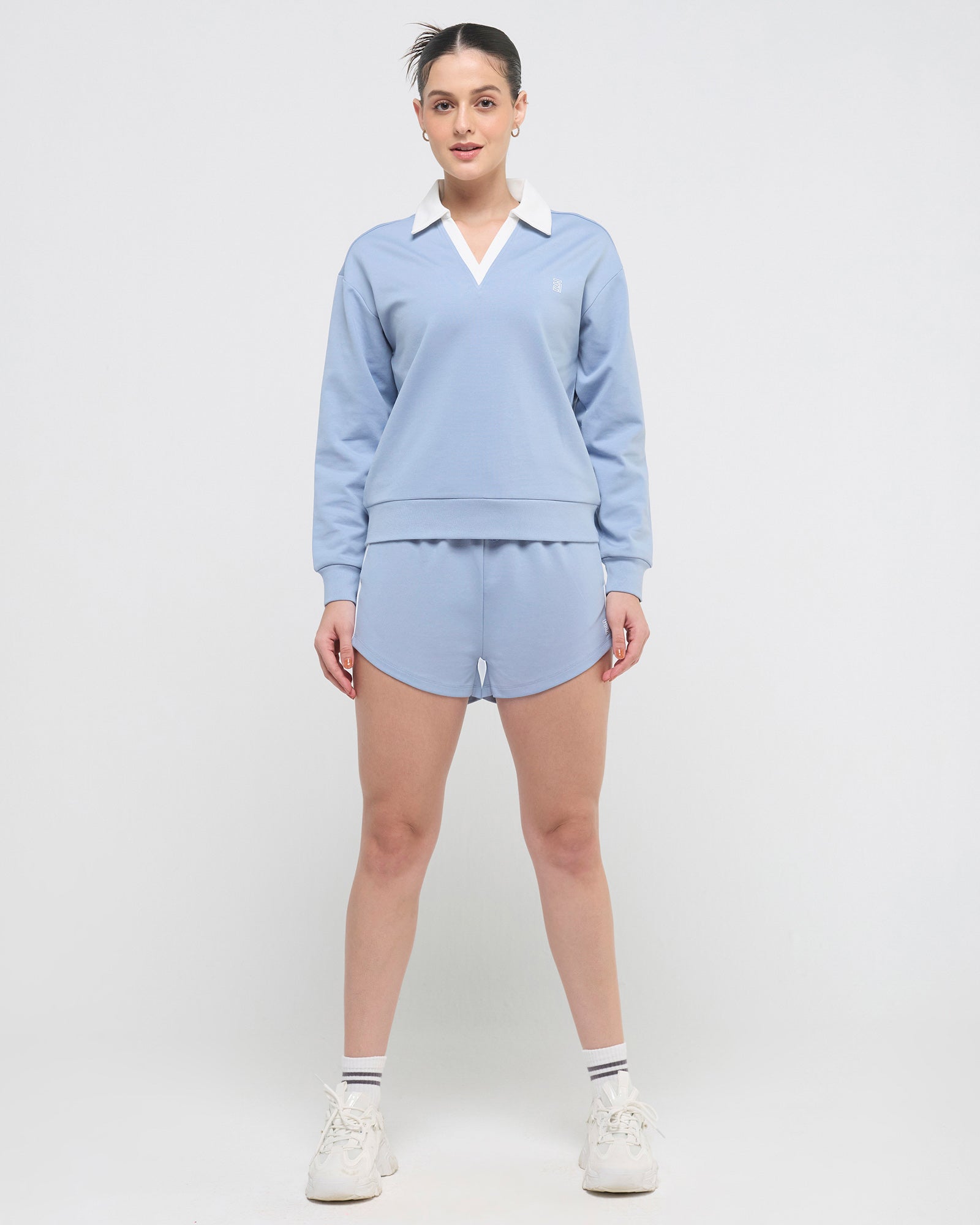 Vintage Polo Neck Sweatshirt and Shorts Co-ord Set