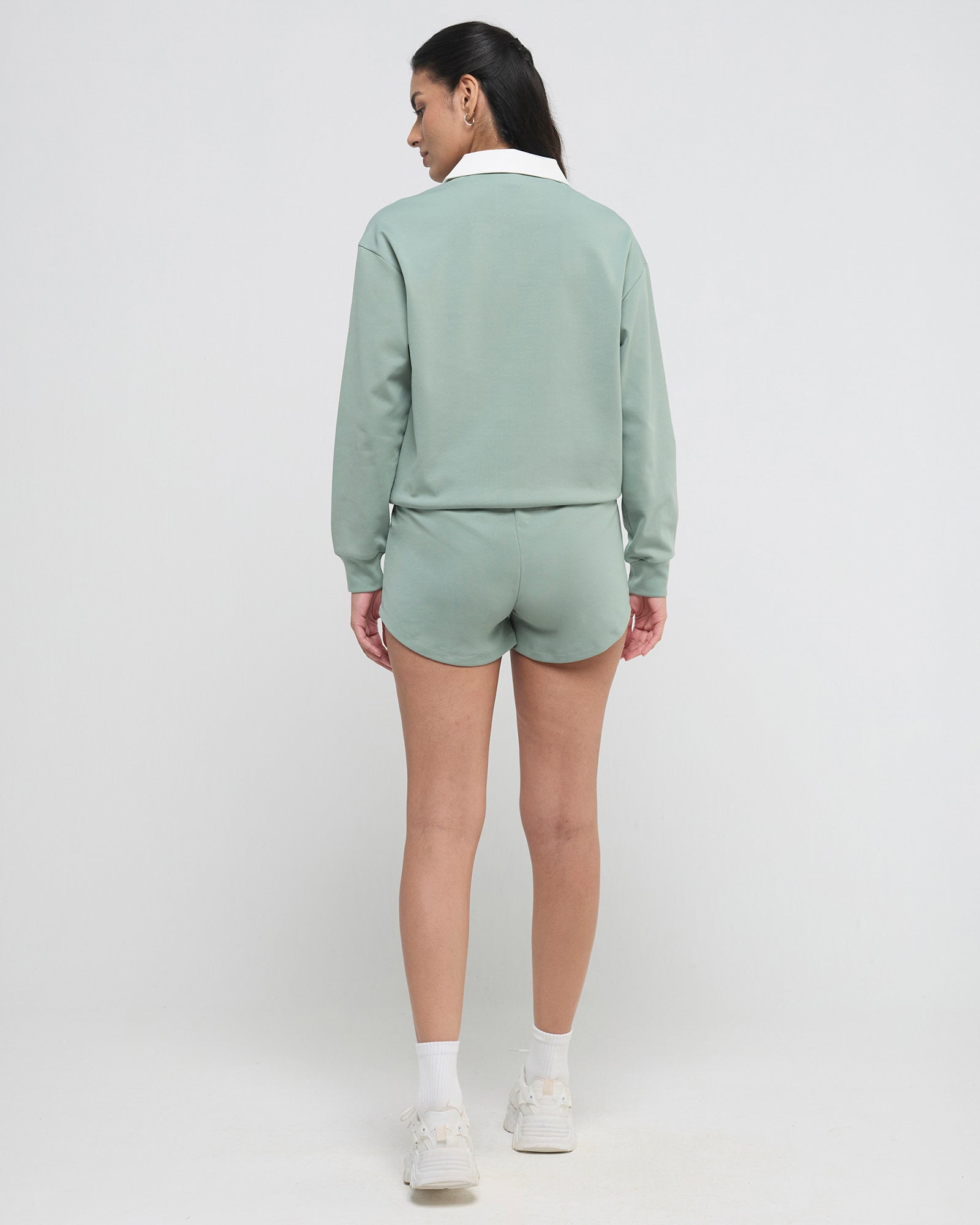 Vintage Polo Neck Sweatshirt and Shorts Co-ord Set