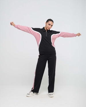 Wave Polo Neck with Straight Pants Co-ord Set
