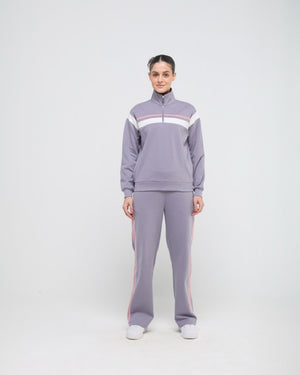 Wave High Neck Sweatshirt and Straight Pants Co-ord Set