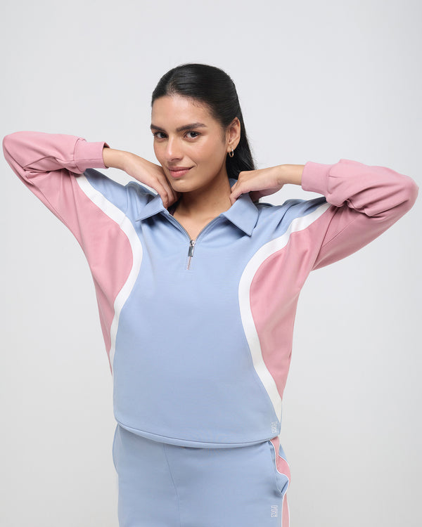 Wave Polo Neck Sweatshirt - 1/4th Zipper