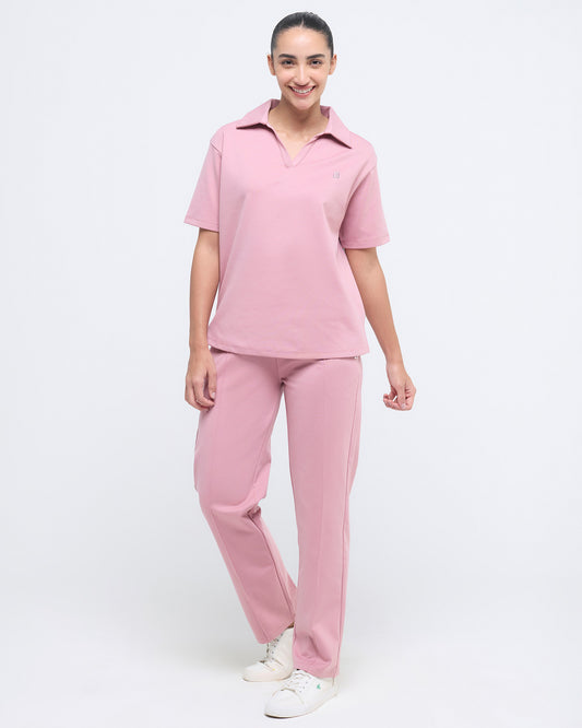 Essential Polo Neck Half Sleeve & Straight pants co-ord set