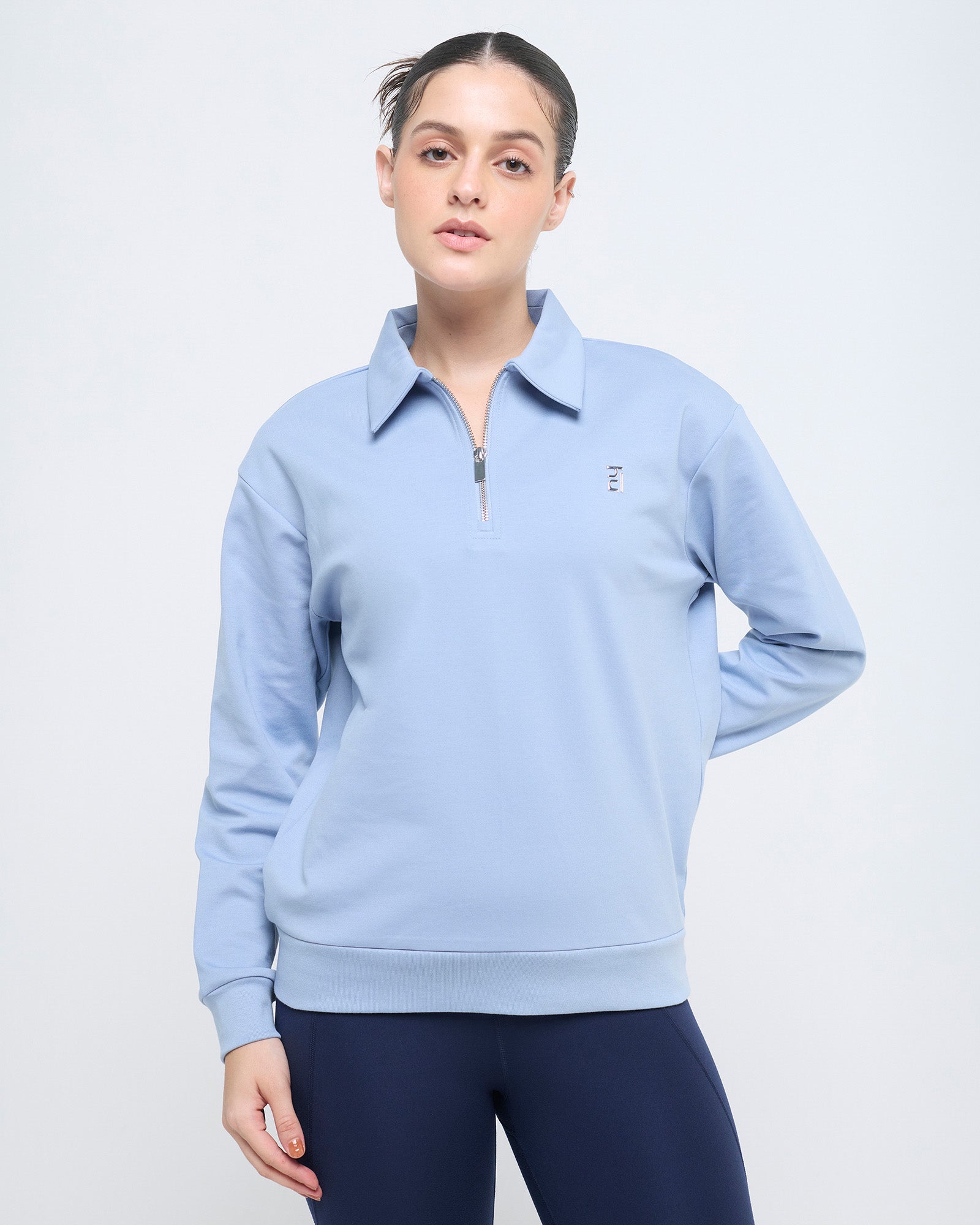 Essential Polo Neck 1/4th Zipper & Flare Pants Co-ord Set