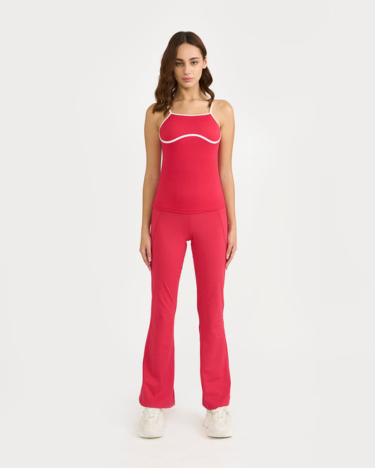 Zen halo top with in-built bra & Flare pants Co-Ord Set