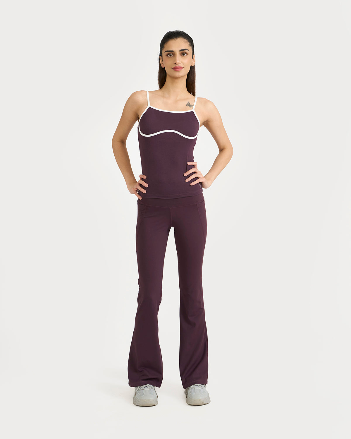 Zen halo top with in-built bra & Flare pants Co-Ord Set