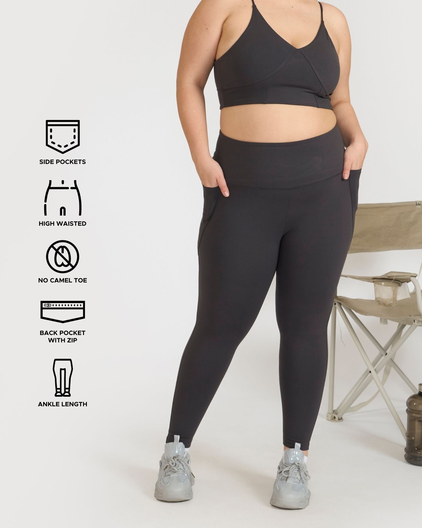 Zen Ankle Length Leggings and Padded V Neck Sports Bra Co-ord Set