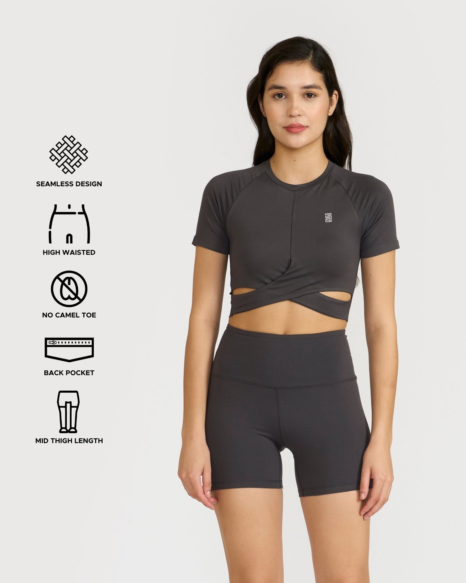 Zen Shorts & Front Wrap crop top Co-ord Set