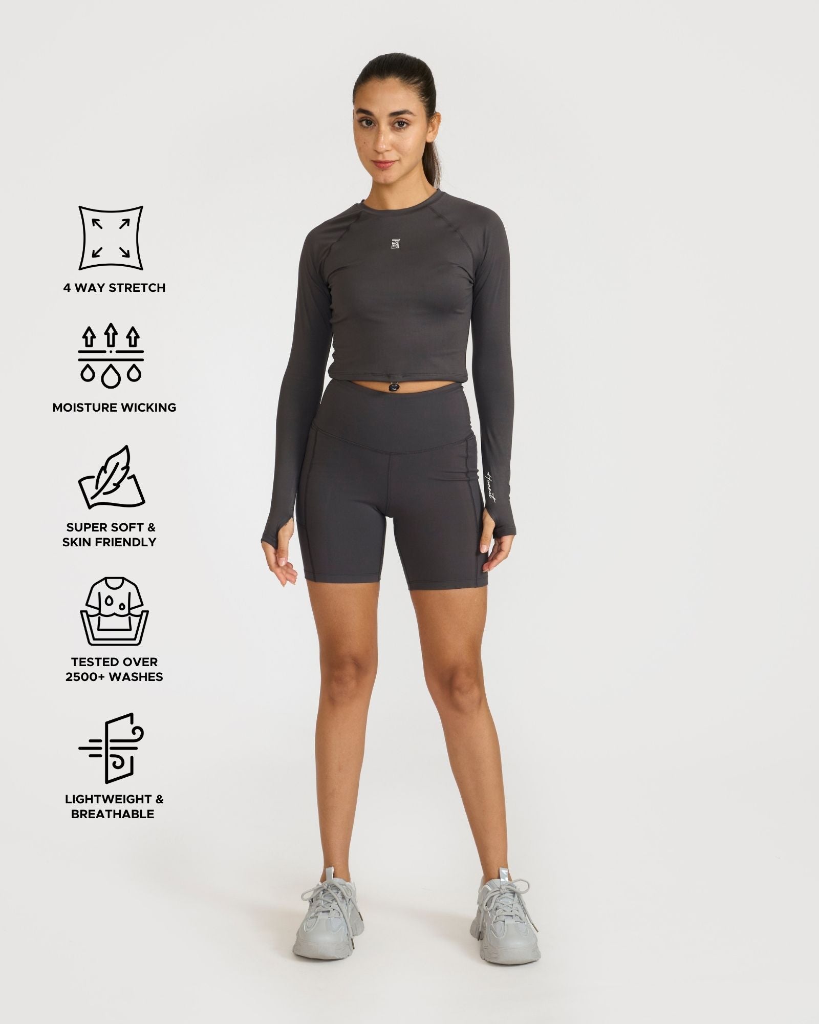 Zen Cycling Shorts & Full Sleeve Crop top Co-ord set