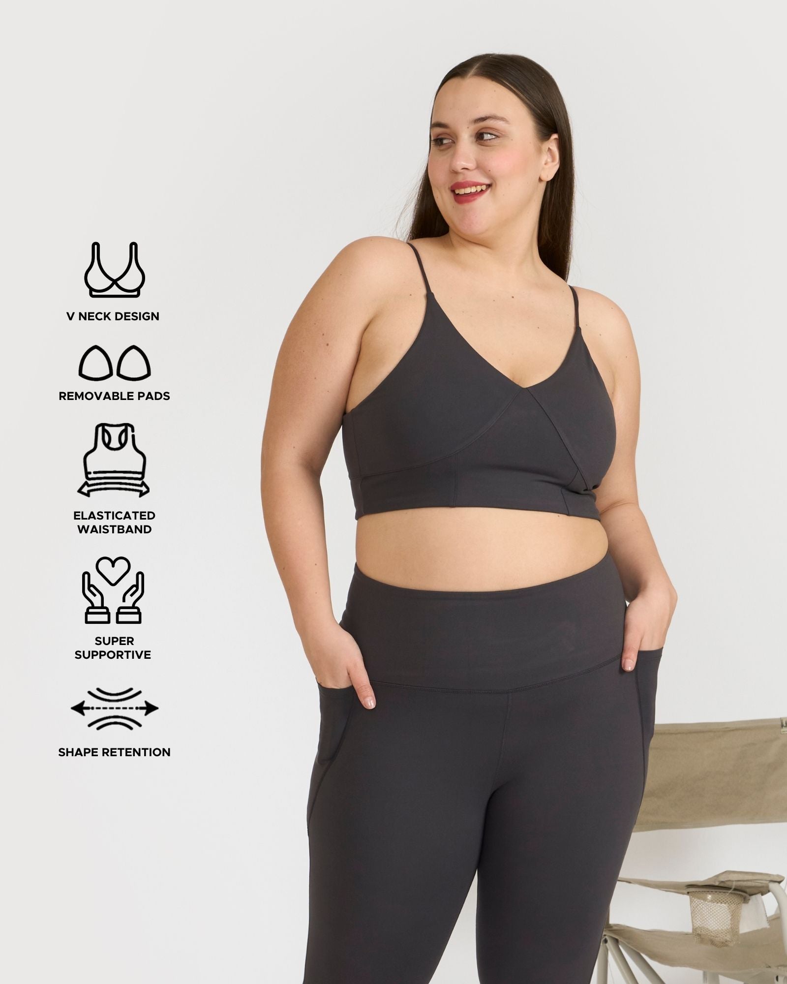 Zen Ankle Length Leggings and Padded V Neck Sports Bra Co-ord Set