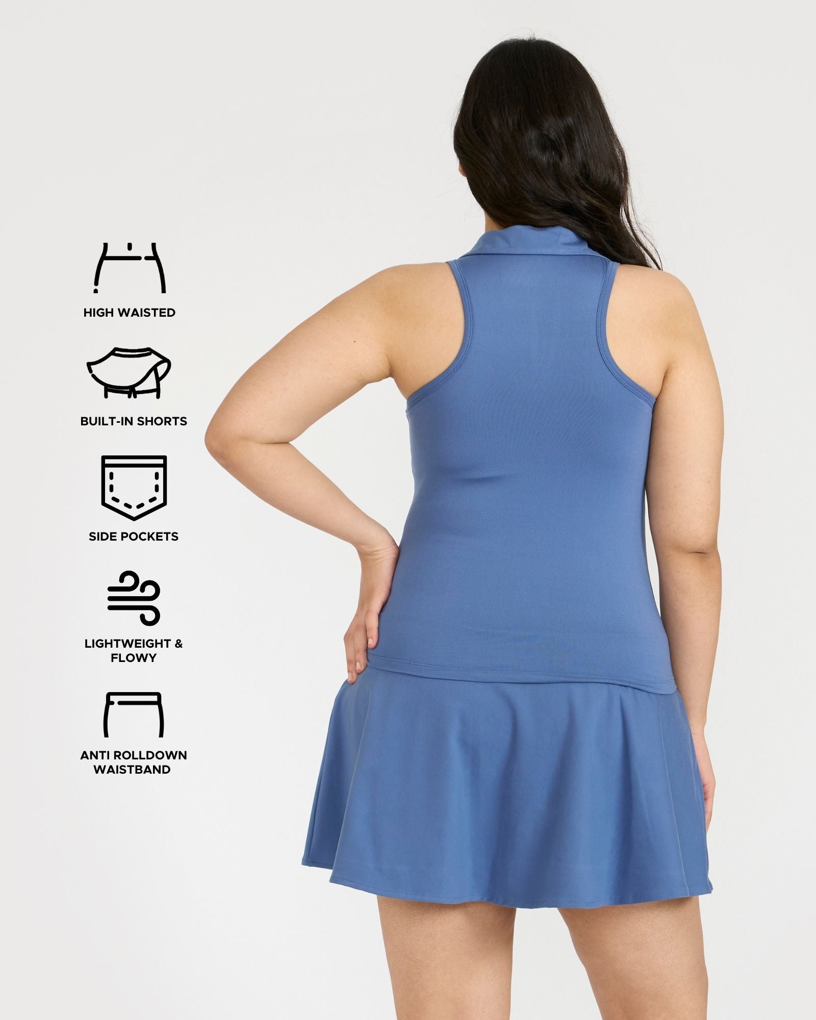 Zen Polo Neck Top with In-built sports bra & Cheerful Skorts Co-Ord Set