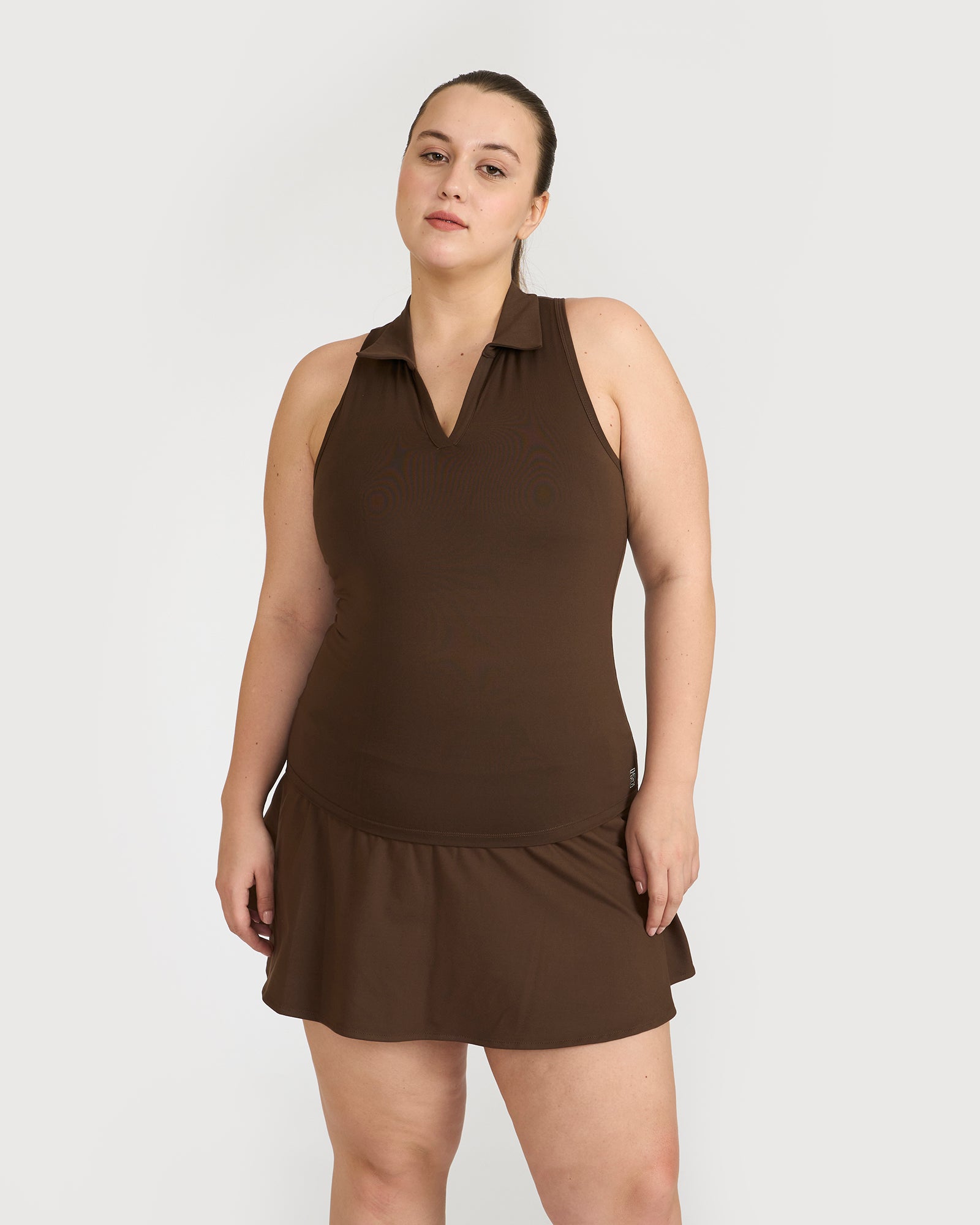 Zen Polo Neck Top with In-built sports bra & Cheerful Skorts Co-Ord Set