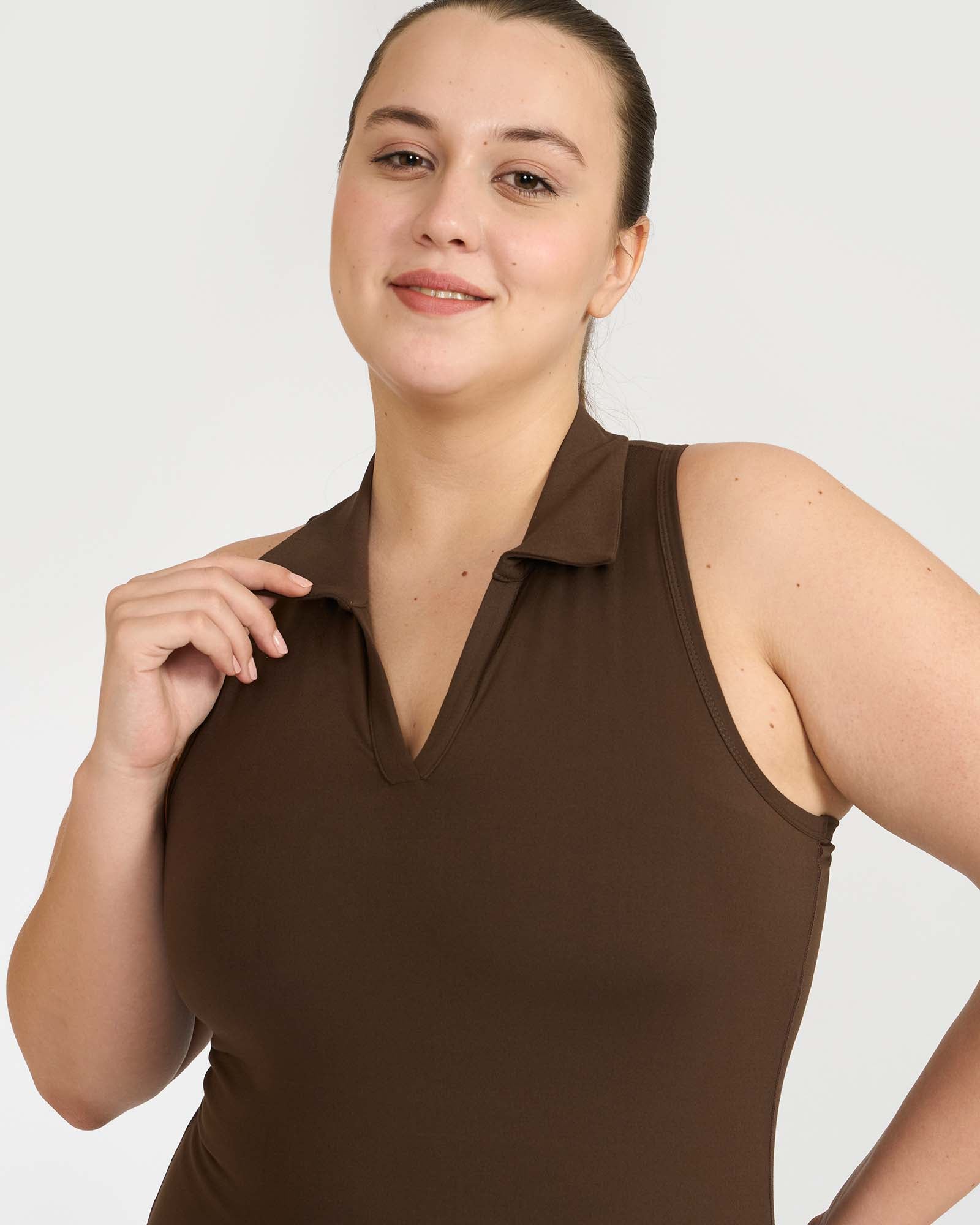 Zen Polo Neck Top with in-Built Sports Bra