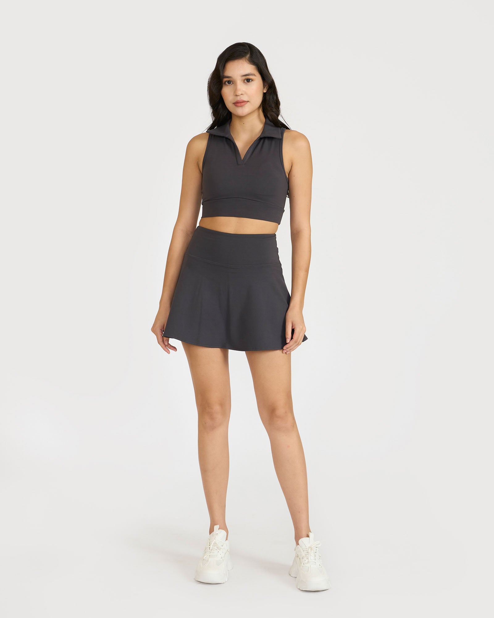 Zen Cheerful Skort and Polo-Neck 2-in-1 Crop Top Co-ord Set
