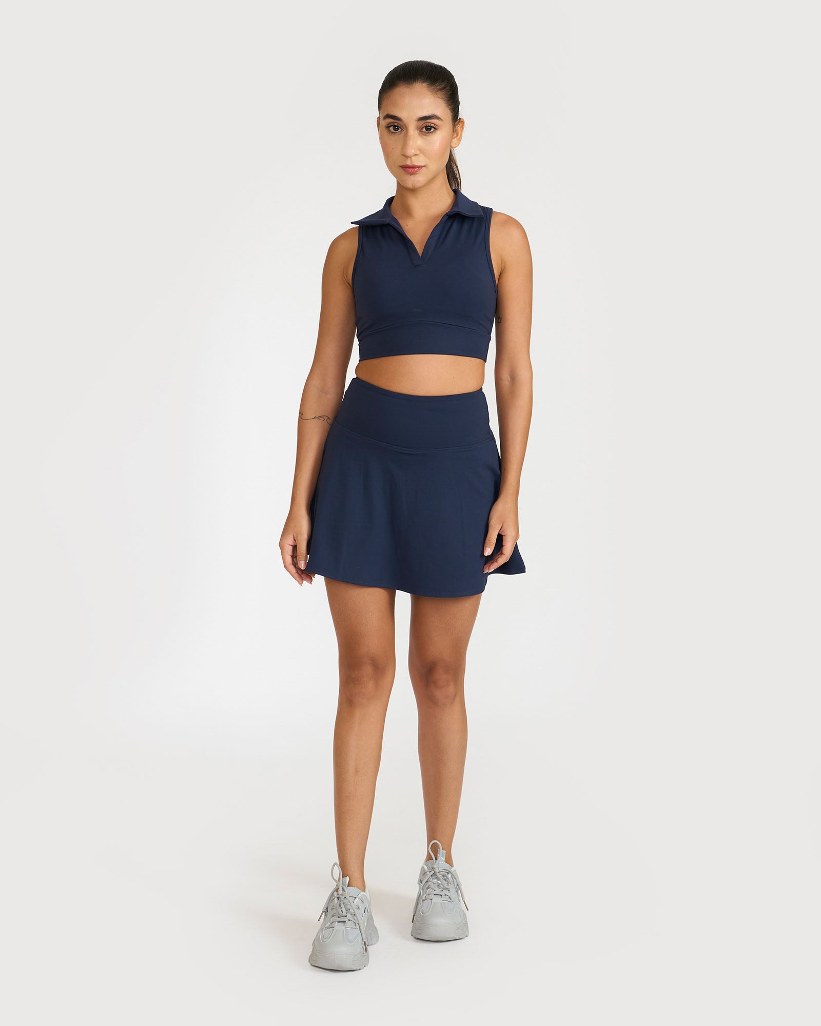 Zen Cheerful Skort and Polo-Neck 2-in-1 Crop Top Co-ord Set