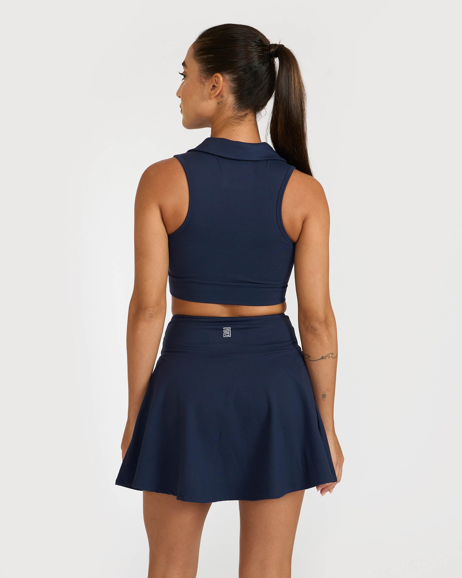 Zen Cheerful Skort and Polo-Neck 2-in-1 Crop Top Co-ord Set