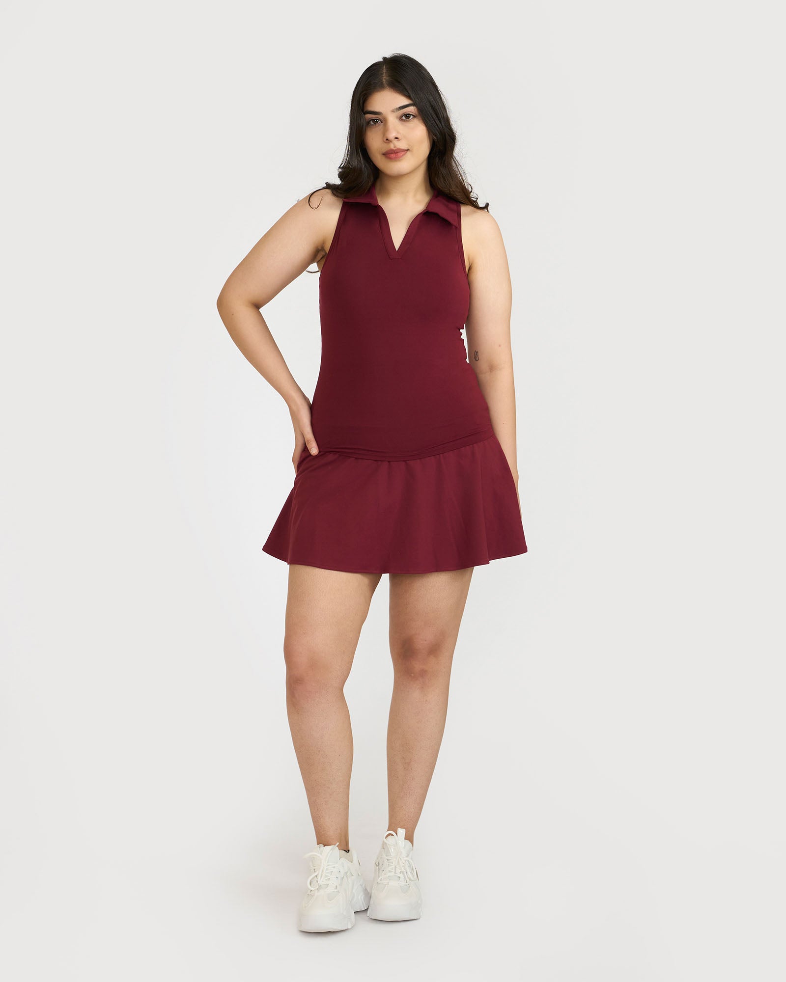 Zen Polo Neck Top with In-built sports bra & Cheerful Skorts Co-Ord Set