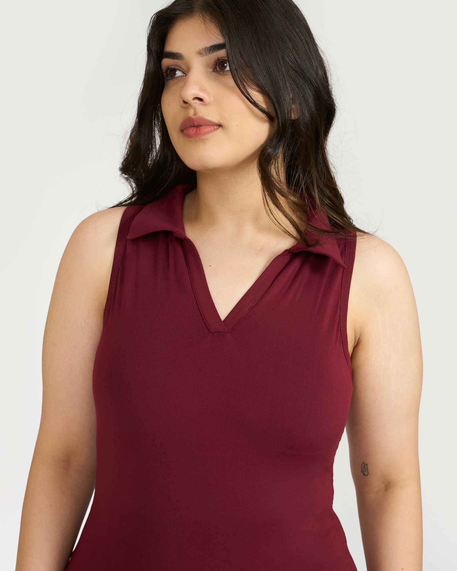 Zen Polo Neck Top with In-built sports bra & Cheerful Skorts Co-Ord Set