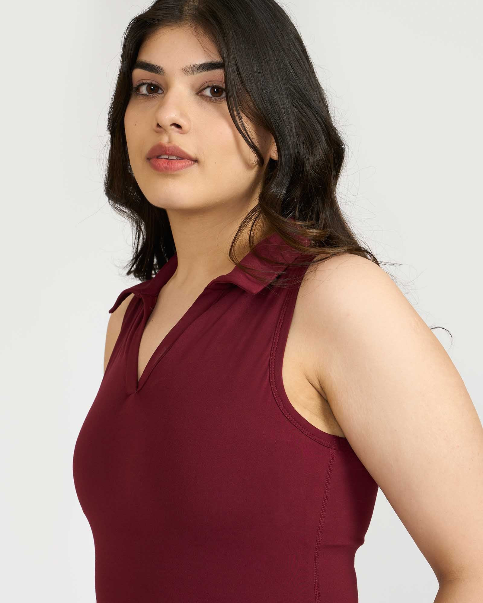 Zen Polo Neck Top with In-built sports bra & Cheerful Skorts Co-Ord Set
