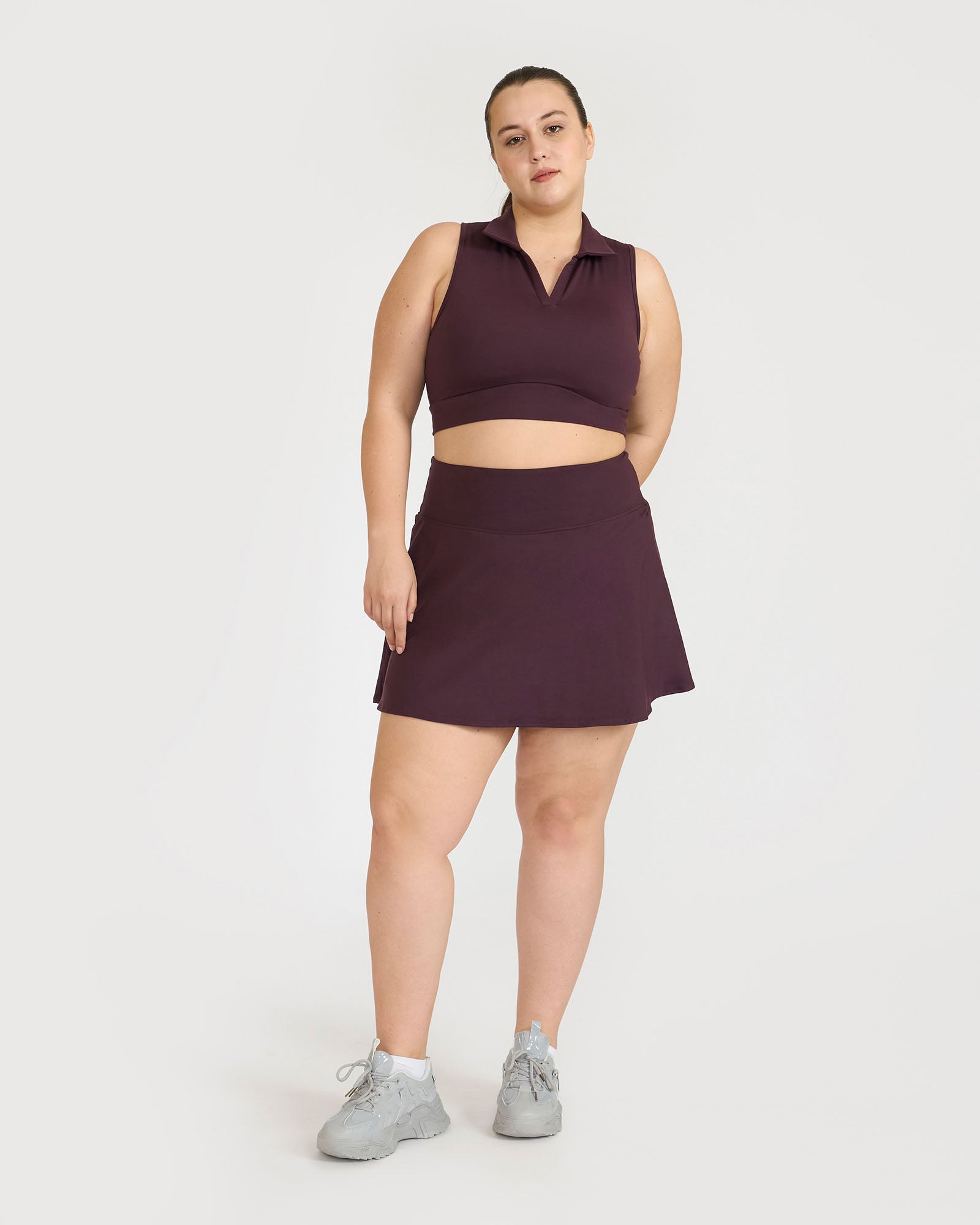 Zen Cheerful Skort and Polo-Neck 2-in-1 Crop Top Co-ord Set