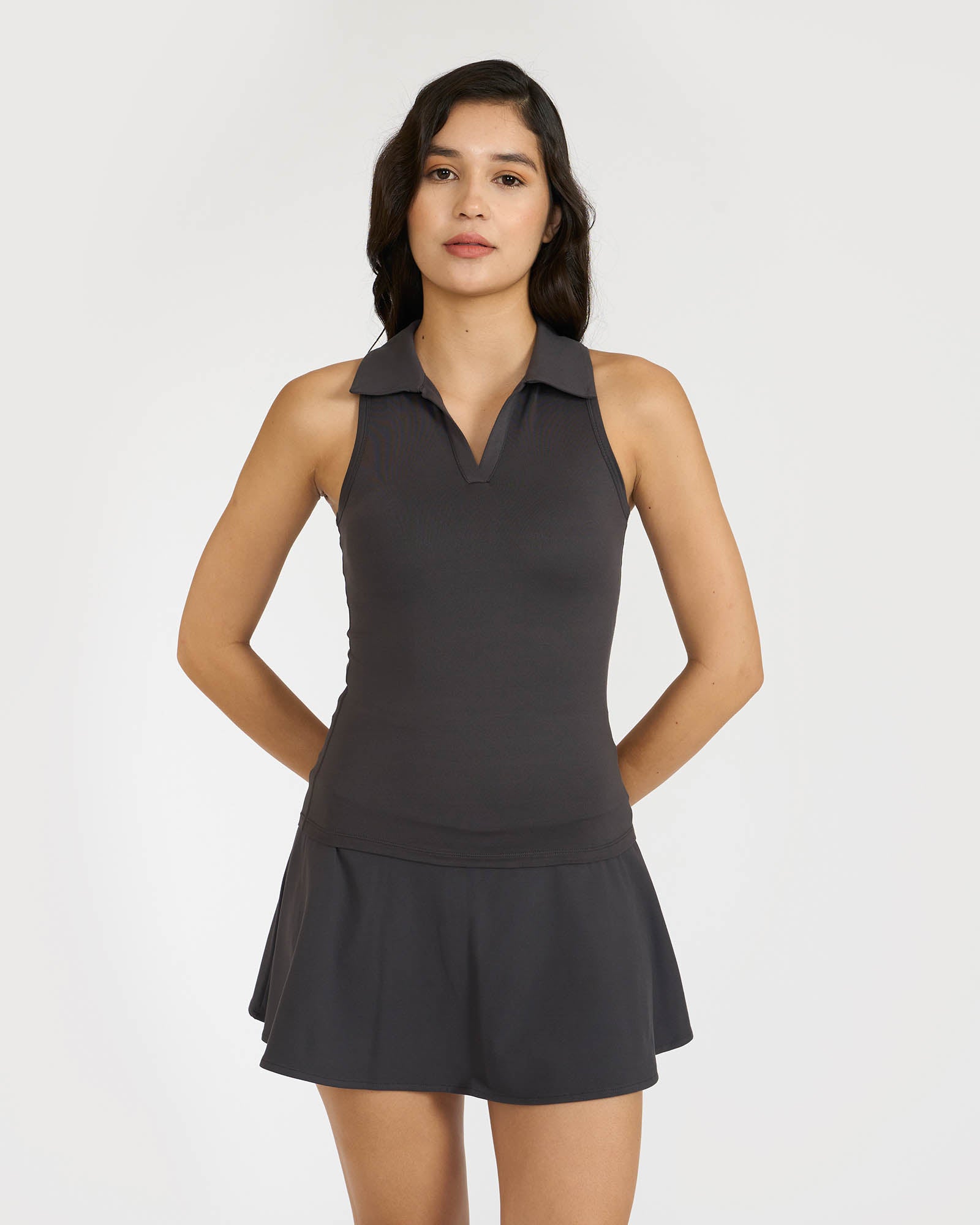 Zen Polo Neck Top with In-built sports bra & Cheerful Skorts Co-Ord Set