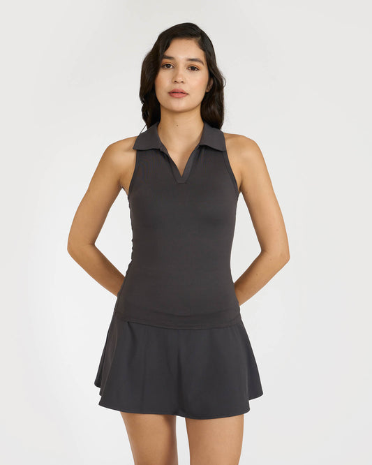 Zen Polo Neck Tank Top with In-built sports bra & Cheerful Skorts Co-Ord Set