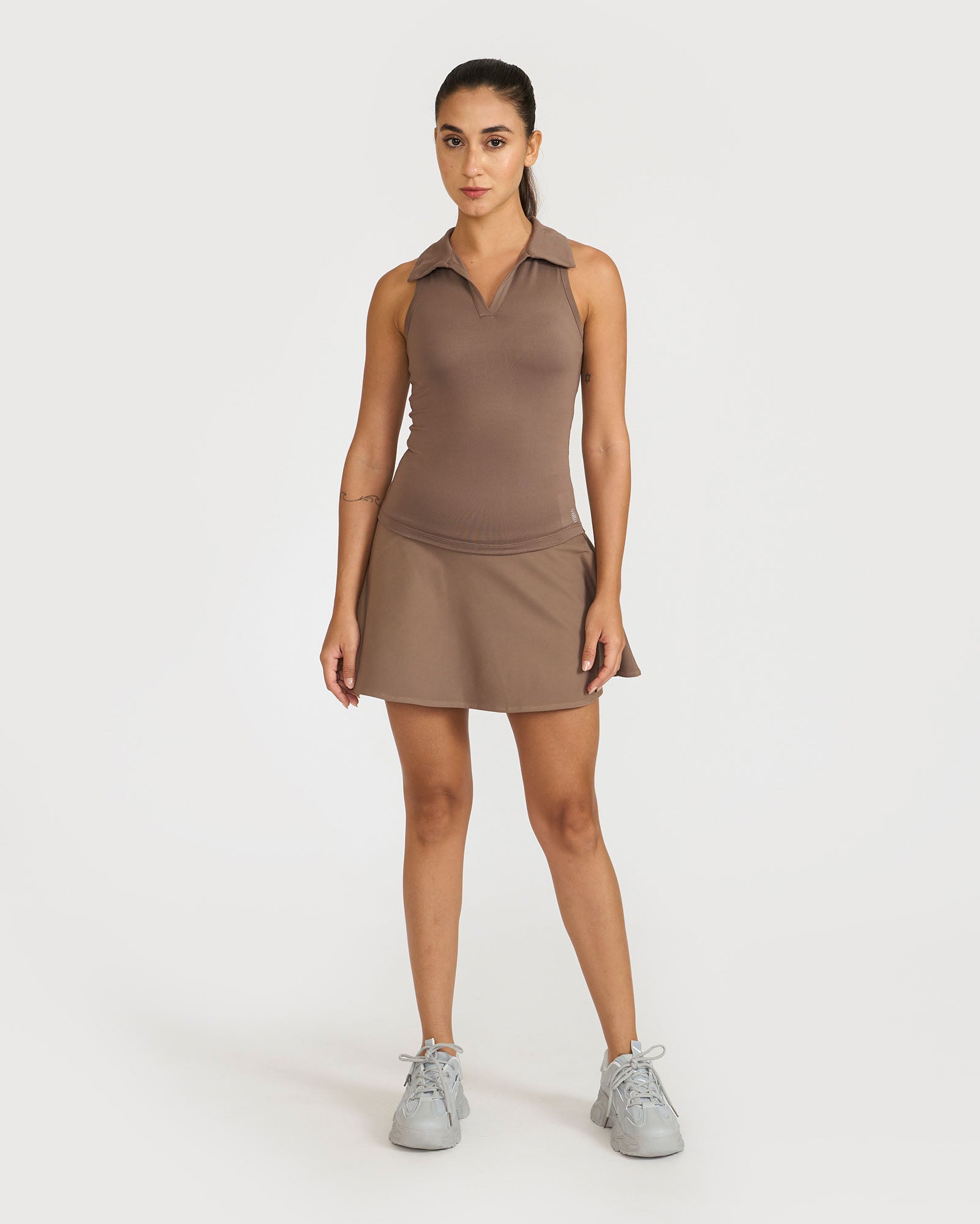 Zen Polo Neck Top with In-built sports bra & Cheerful Skorts Co-Ord Set