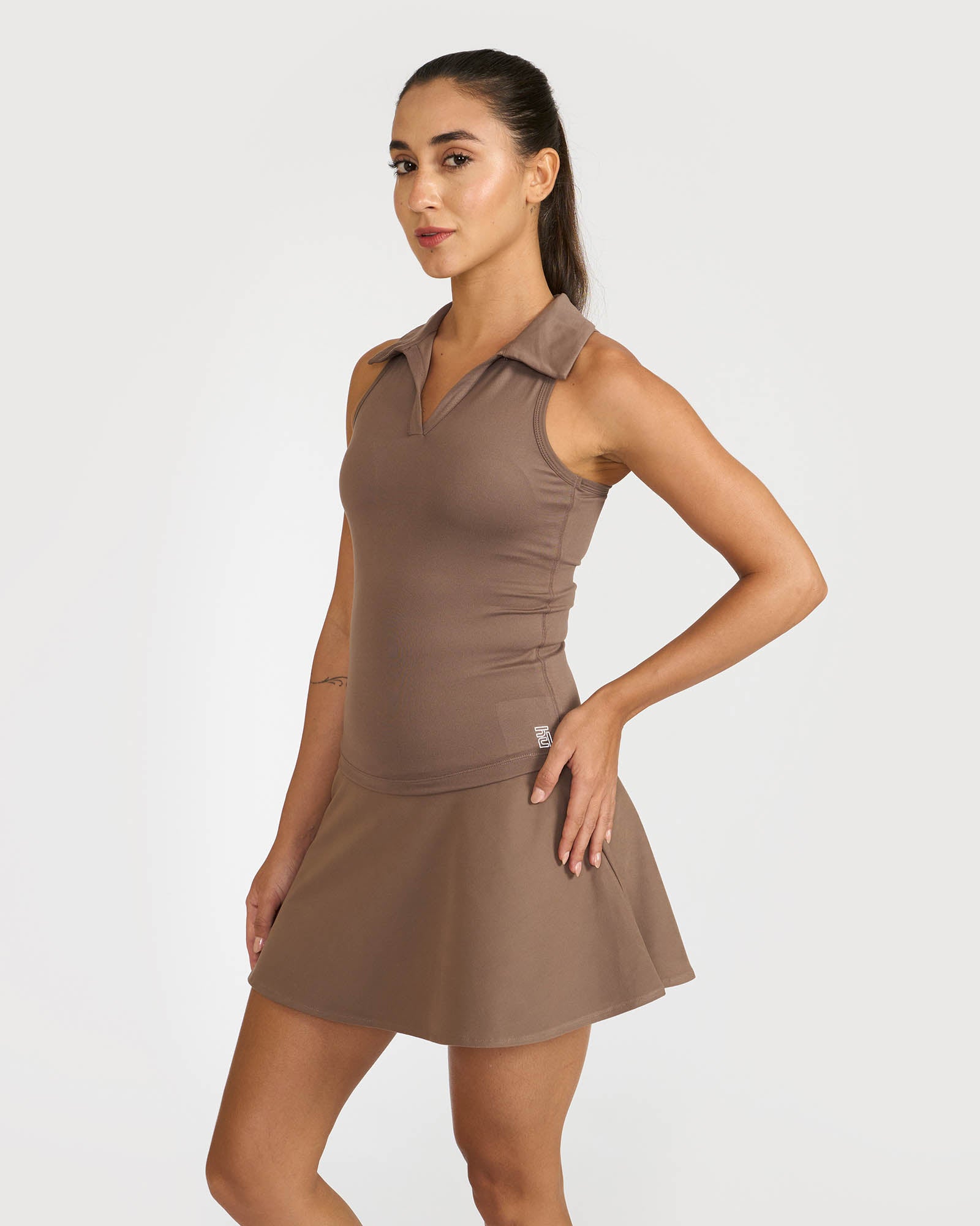 Zen Polo Neck Top with In-built sports bra & Cheerful Skorts Co-Ord Set