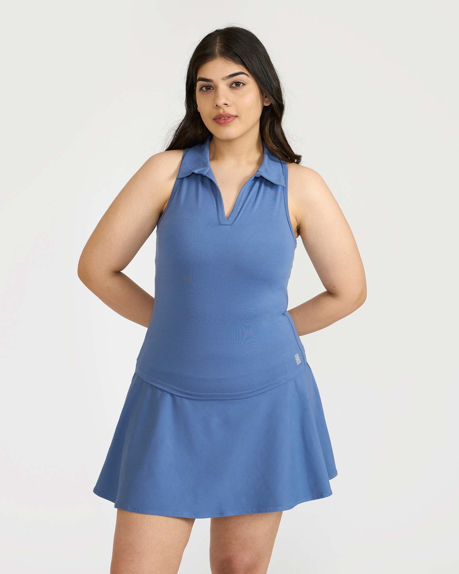 Zen Polo Neck Top with In-built sports bra & Cheerful Skorts Co-Ord Set