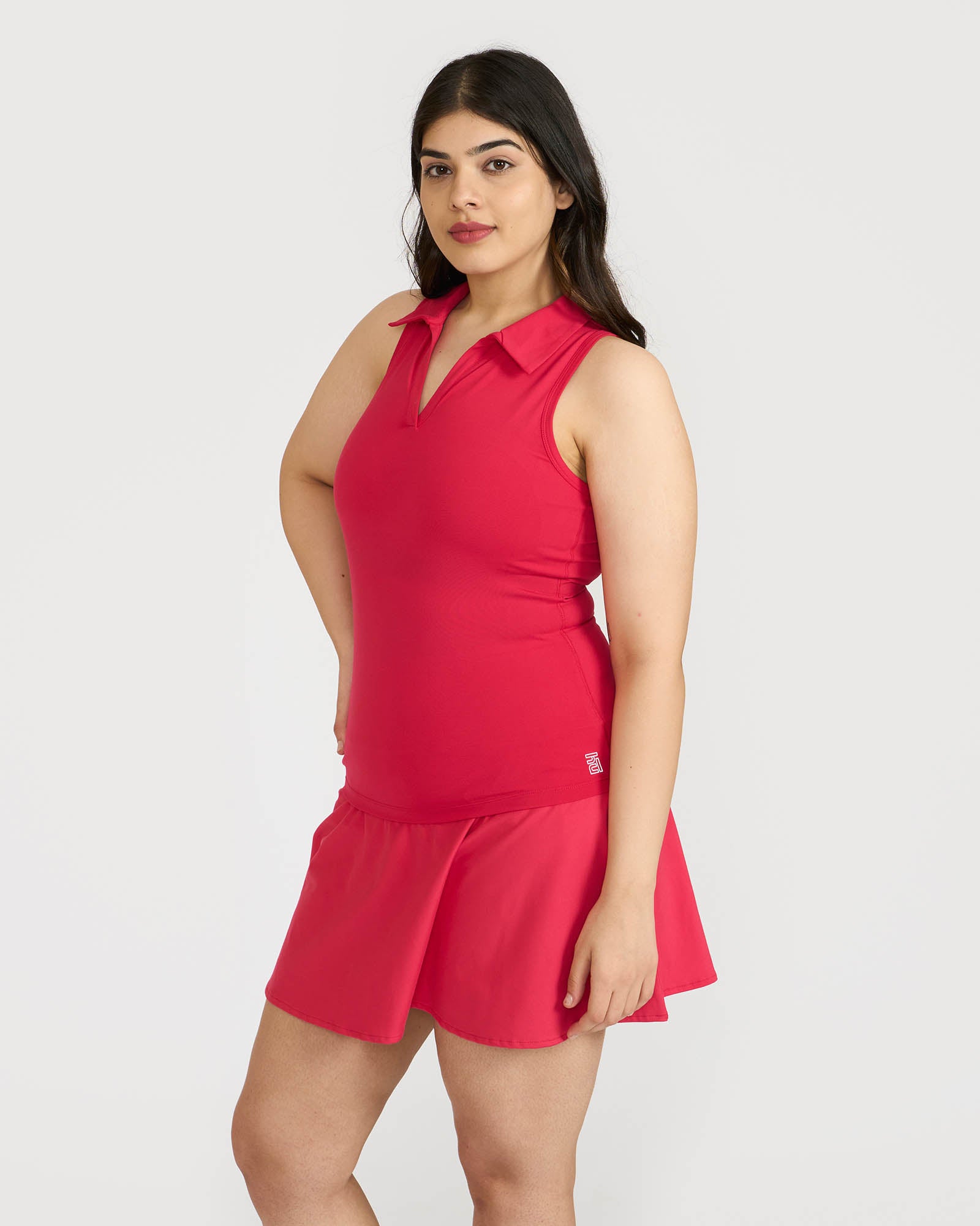 Zen Polo Neck Top with In-built sports bra & Cheerful Skorts Co-Ord Set