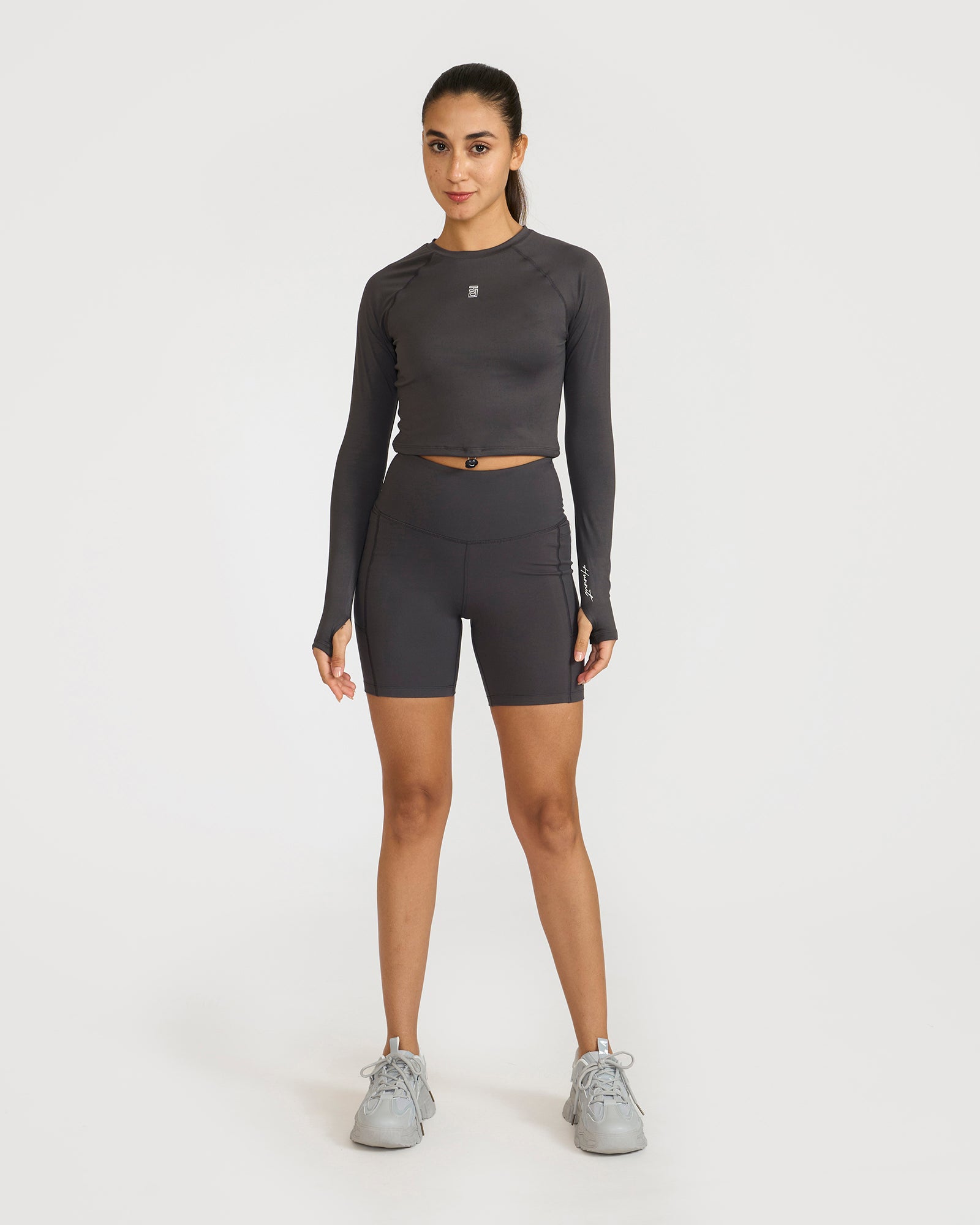Zen Cycling Shorts & Full Sleeve Crop top Co-ord set